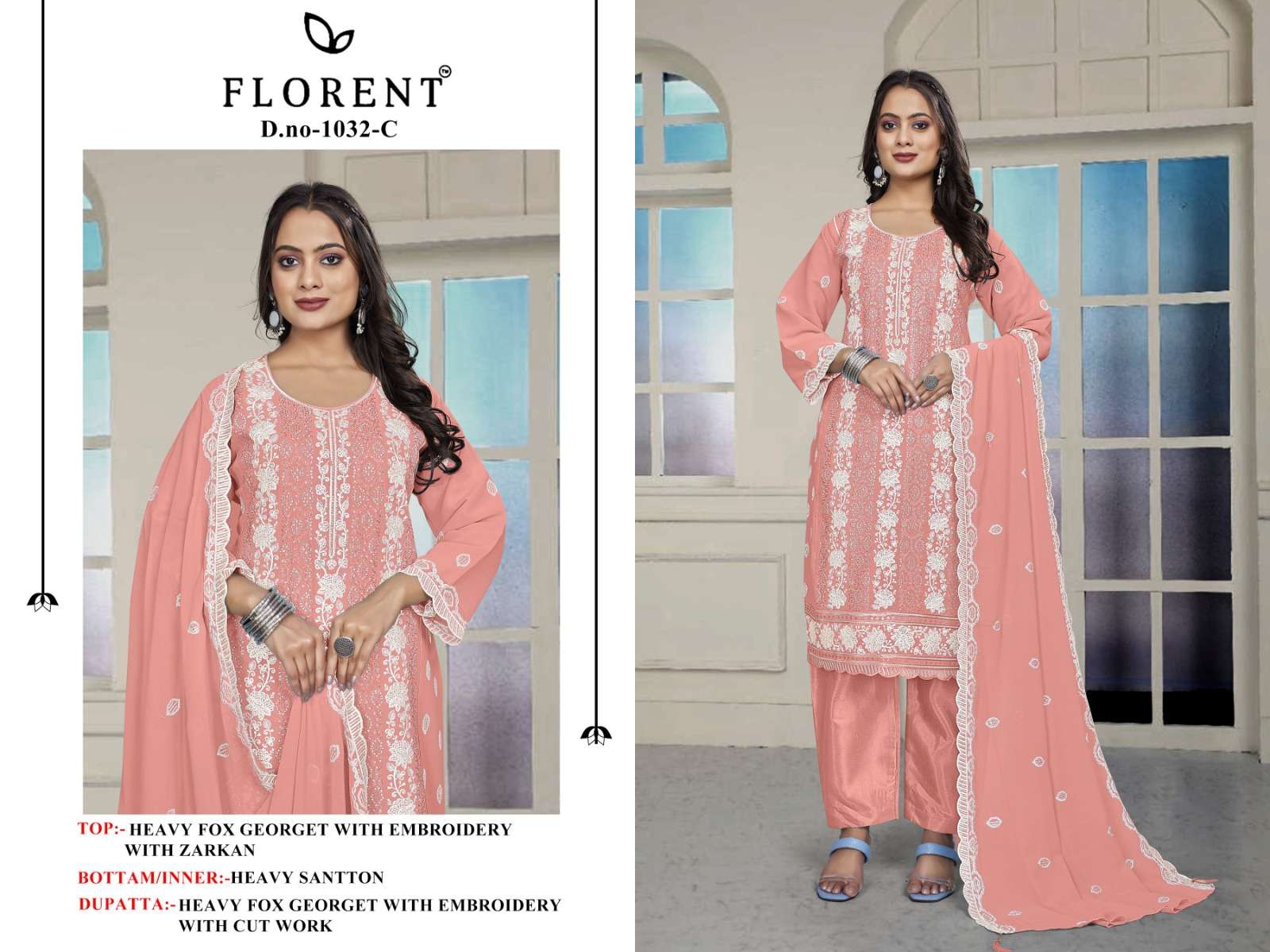 FLORENT D NO 1032 GEORGETTE DESIGNER PAKISTANI SUIT