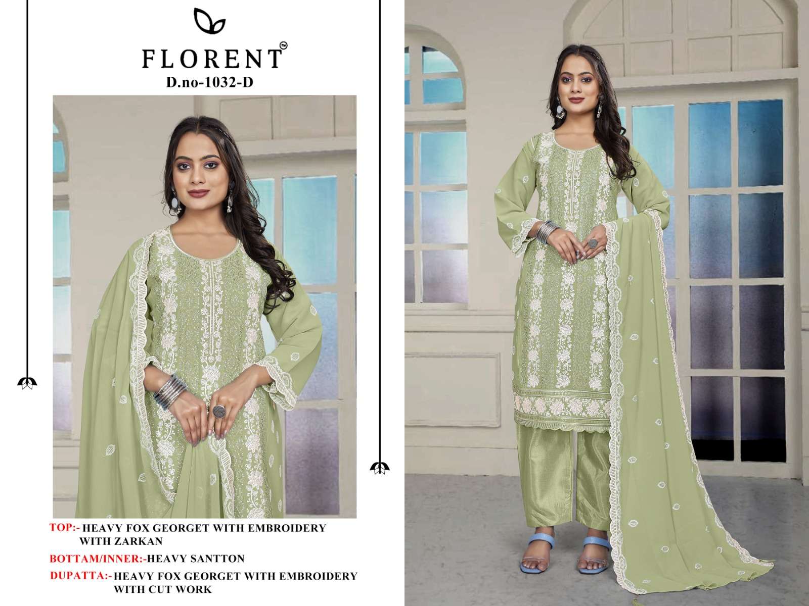 FLORENT D NO 1032 GEORGETTE DESIGNER PAKISTANI SUIT