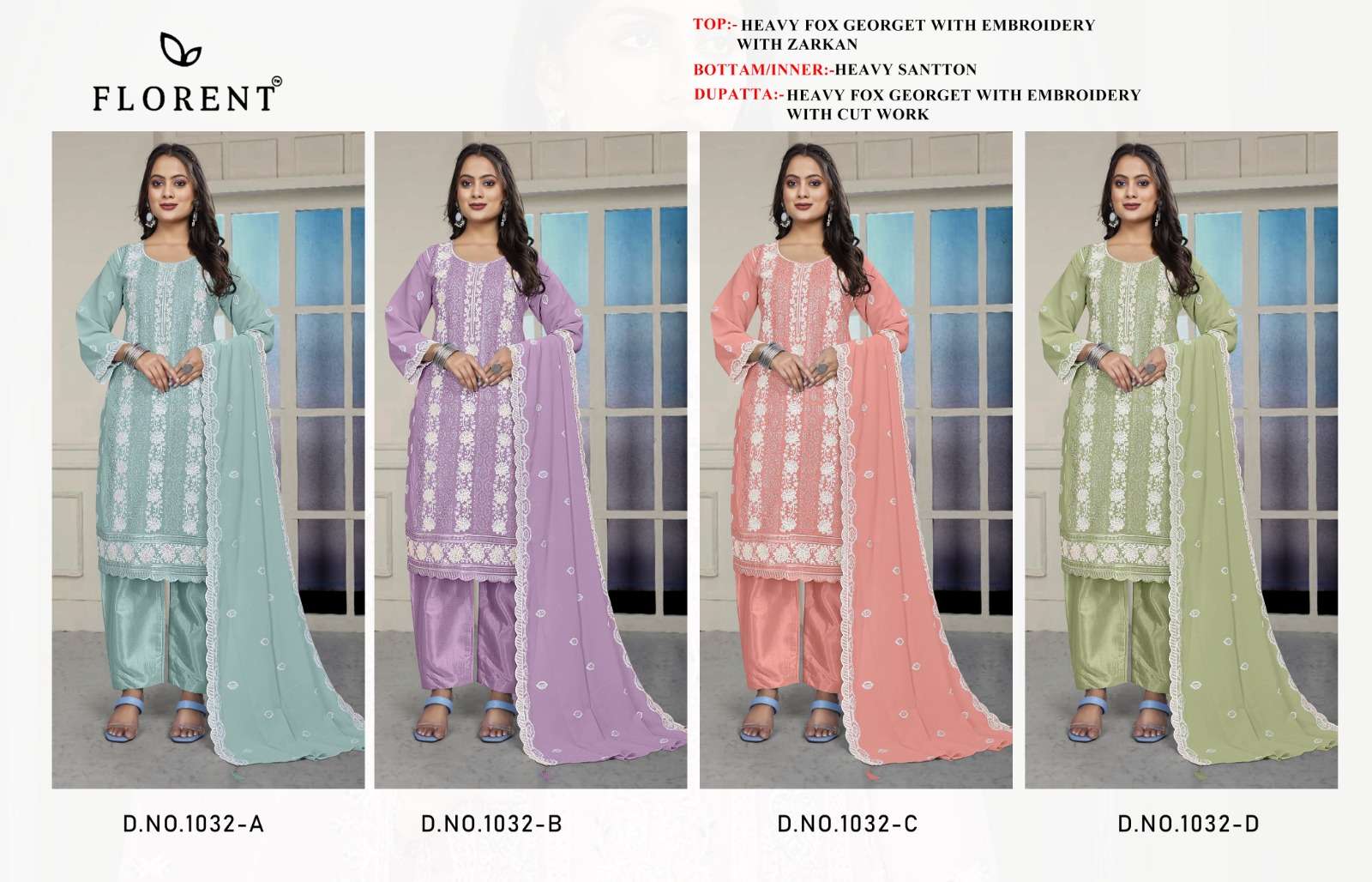 FLORENT D NO 1032 GEORGETTE DESIGNER PAKISTANI SUIT