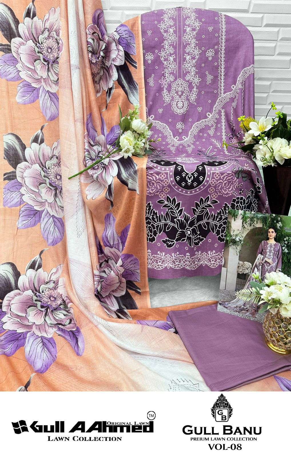GULL AAHMED GULL BANU VOL 8 LAWN COTTON DIGITAL PRINTS SUIT