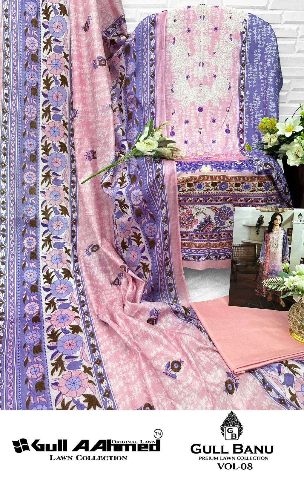 GULL AAHMED GULL BANU VOL 8 LAWN COTTON DIGITAL PRINTS SUIT