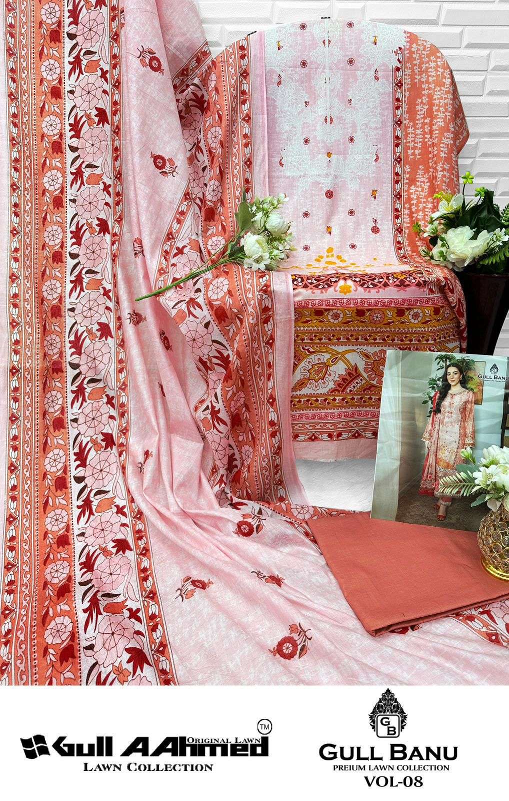 GULL AAHMED GULL BANU VOL 8 LAWN COTTON DIGITAL PRINTS SUIT