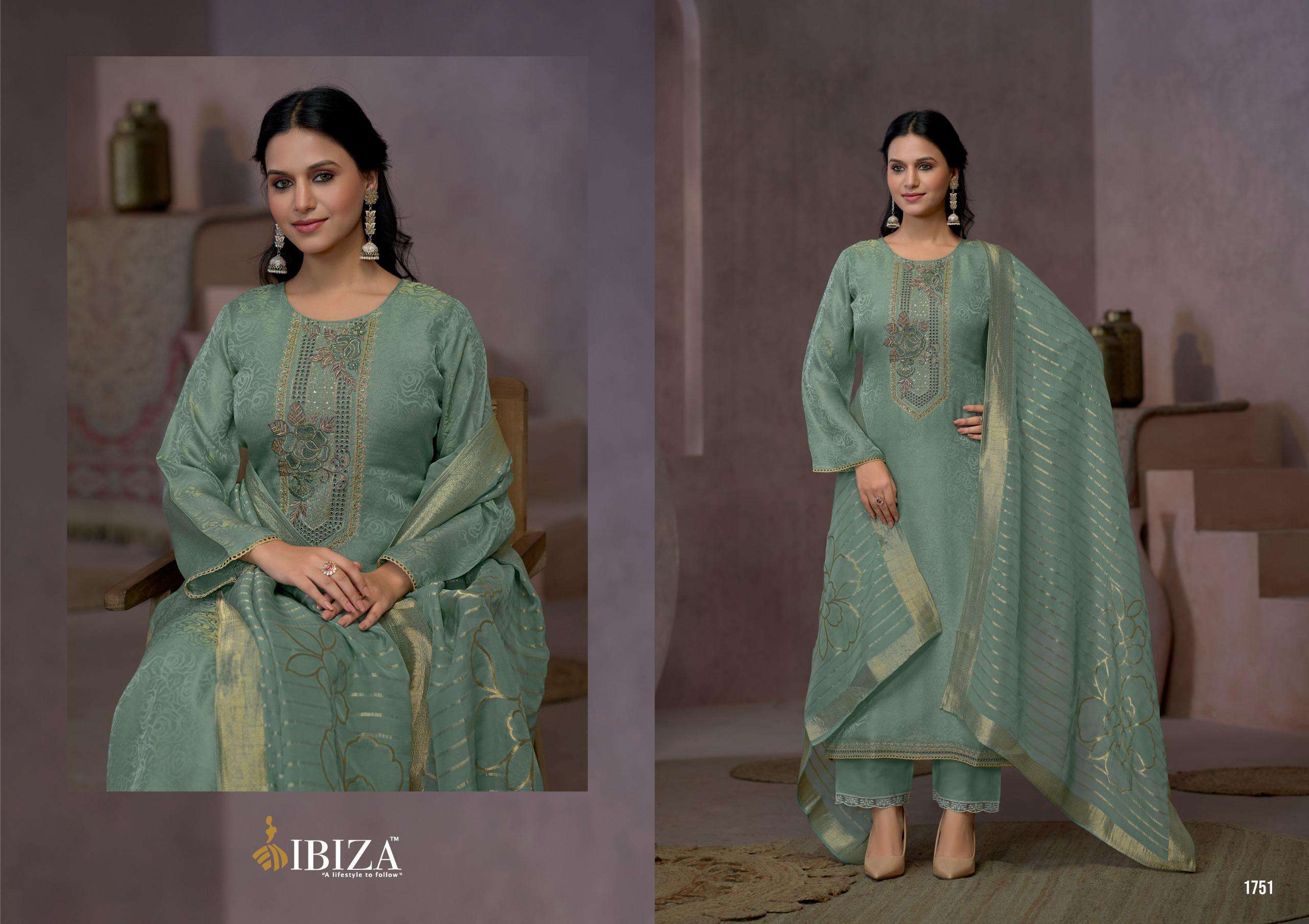 IBIZA SIGNATURE SILK JACQUARD DESIGNER TRADITIONAL WEAR LADIES SUIT