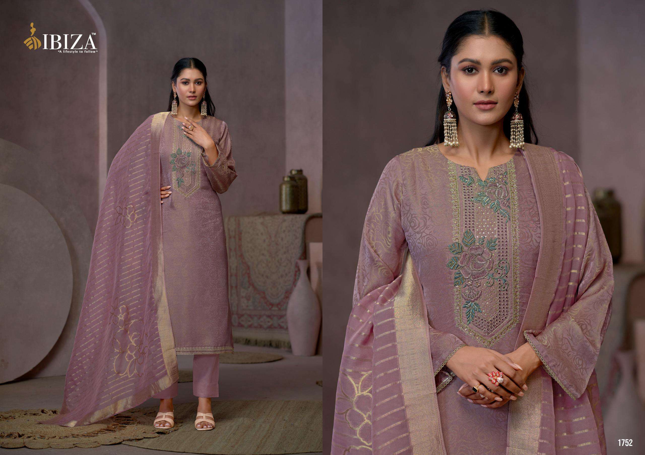 IBIZA SIGNATURE SILK JACQUARD DESIGNER TRADITIONAL WEAR LADIES SUIT