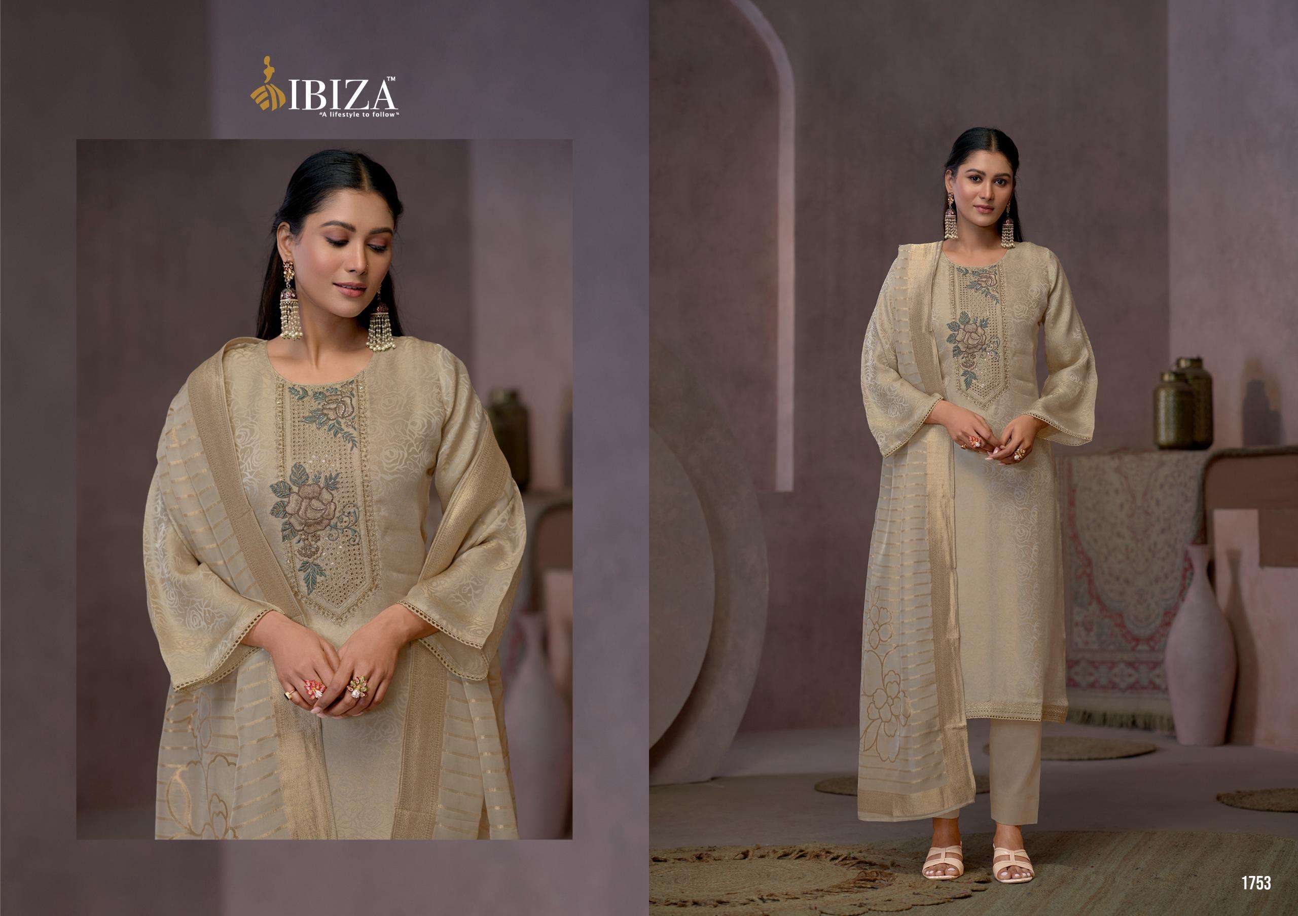 IBIZA SIGNATURE SILK JACQUARD DESIGNER TRADITIONAL WEAR LADIES SUIT