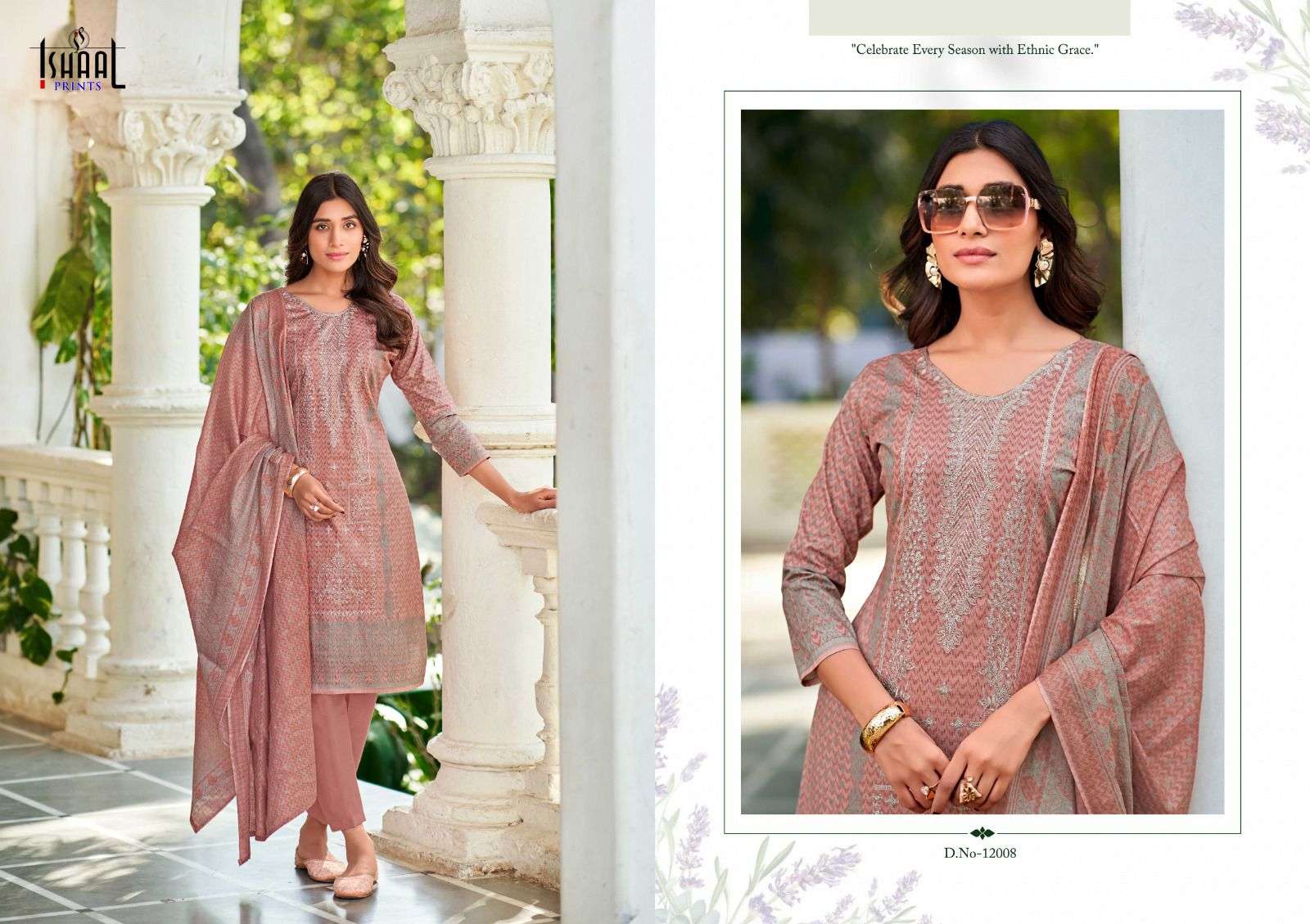 ISHAAL PRINTS EMBROIDERED VOL 12 LAWN COTTON FANCY WORK SUIT