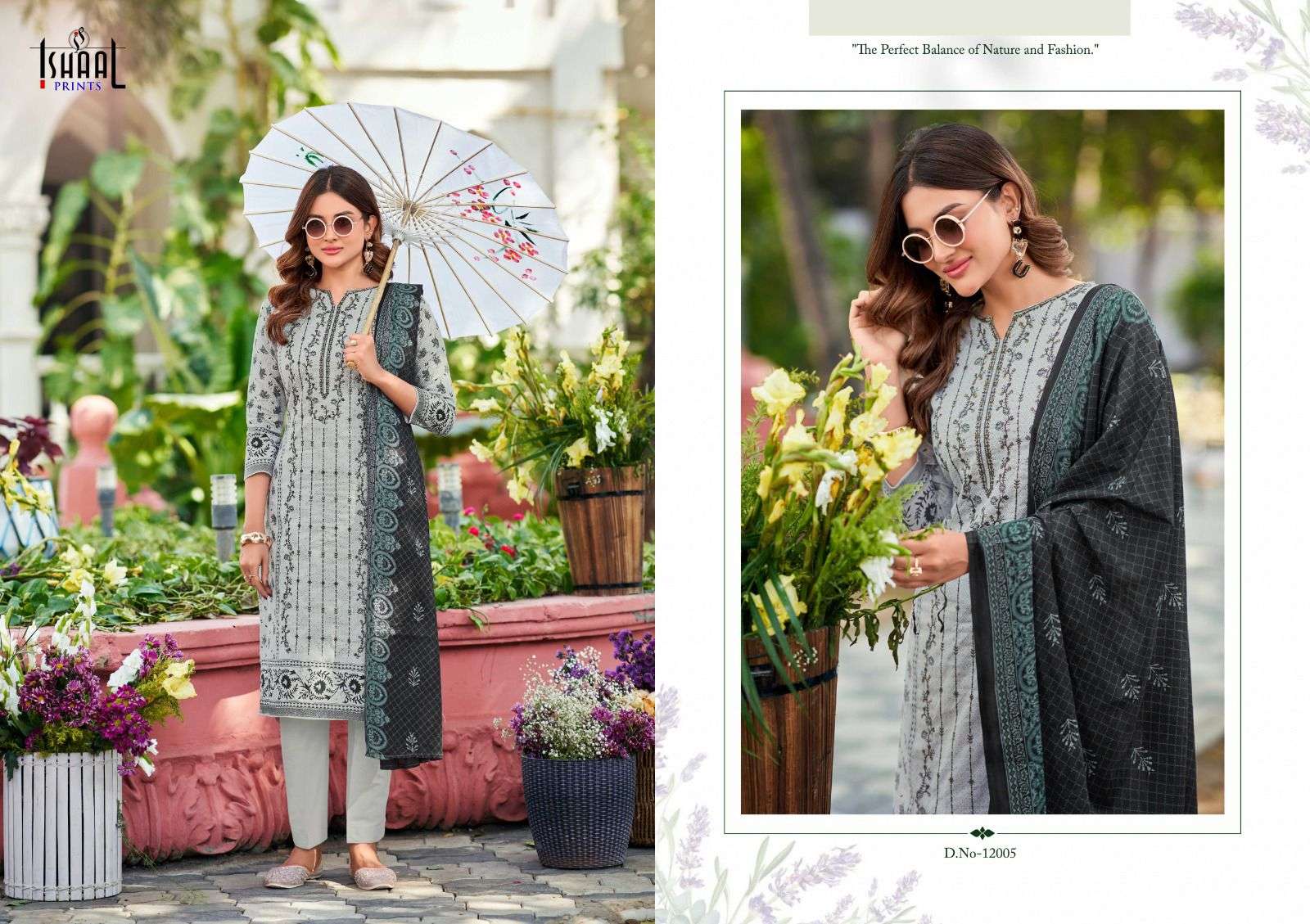 ISHAAL PRINTS EMBROIDERED VOL 12 LAWN COTTON FANCY WORK SUIT