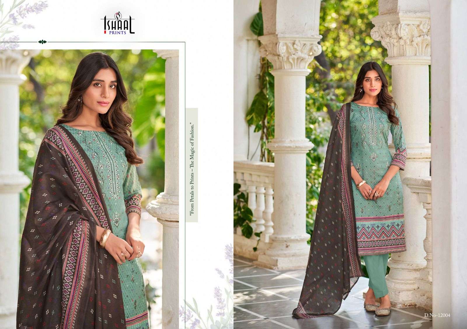 ISHAAL PRINTS EMBROIDERED VOL 12 LAWN COTTON FANCY WORK SUIT