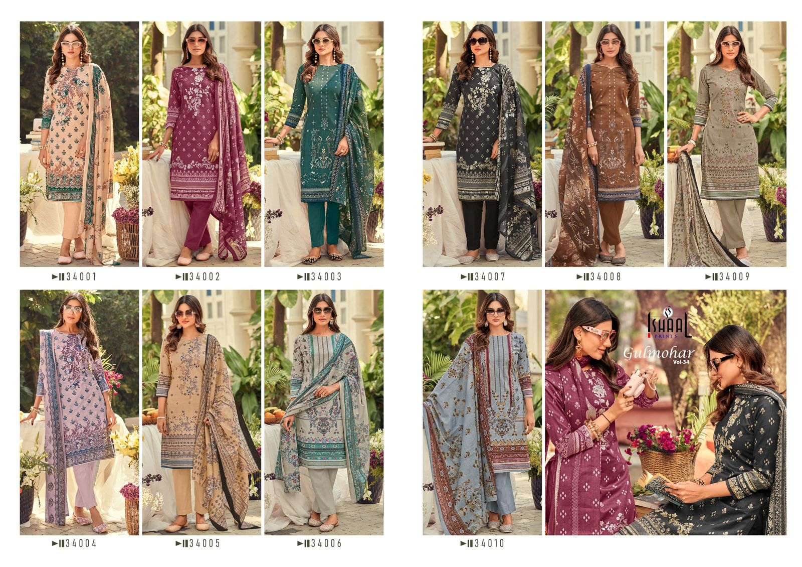 ISHAAL PRINTS GULMOHAR VOL 34 LAWN COTTON DIGITAL PRINTS SALWAR SUIT