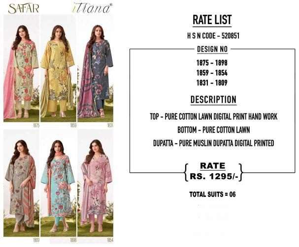 ITRANA SAFAR LAWN COTTON DIGITAL PRINT WITH HAND WORK SUIT