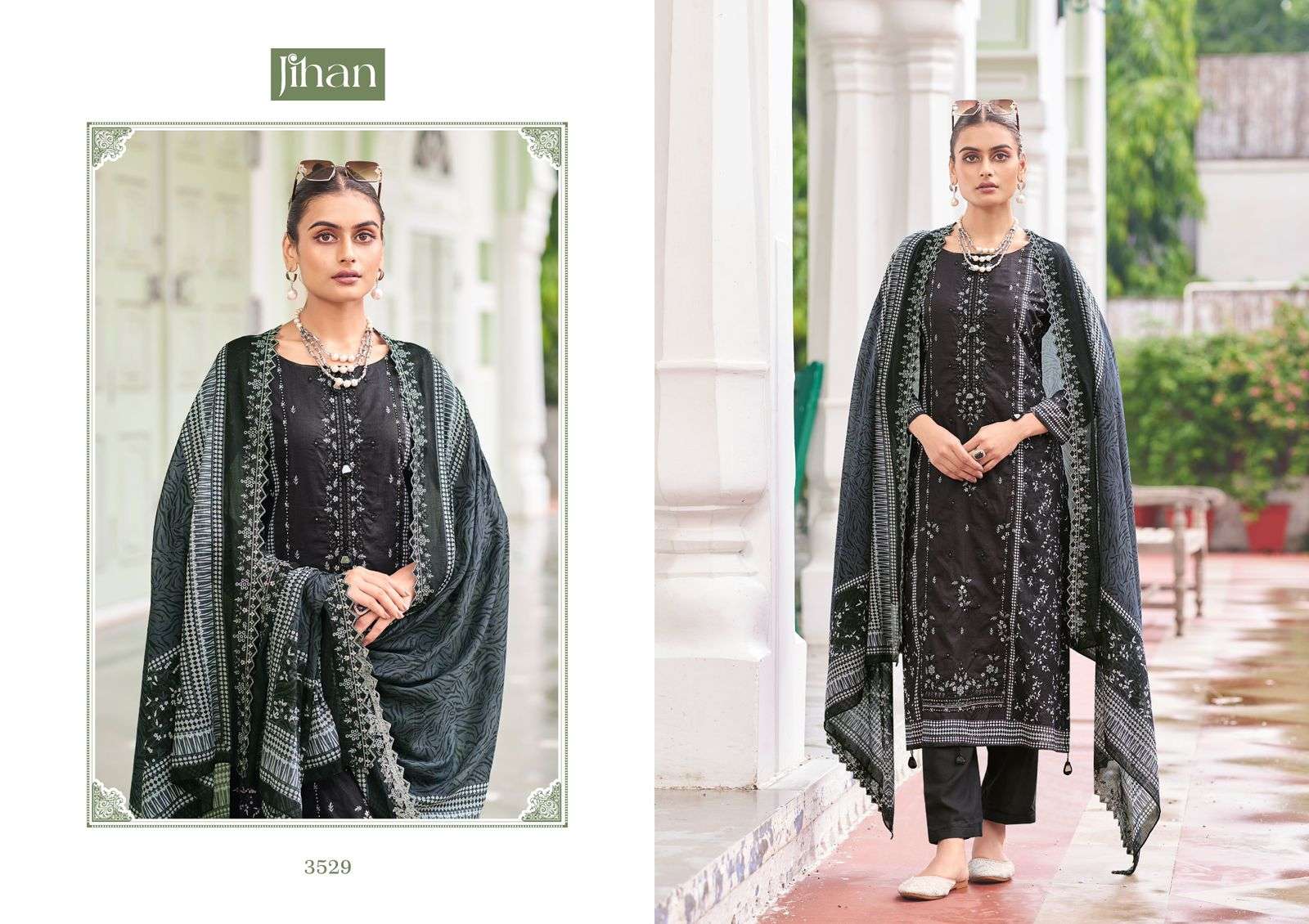 JIHAN BIN SAEED LAWN COLLECTION VOL 15 LAWN PRINT WITH FANCY WORK SUIT
