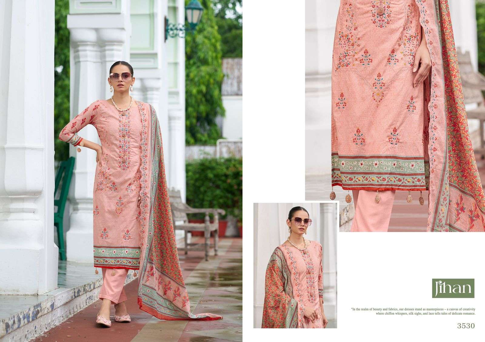 JIHAN BIN SAEED LAWN COLLECTION VOL 15 LAWN PRINT WITH FANCY WORK SUIT