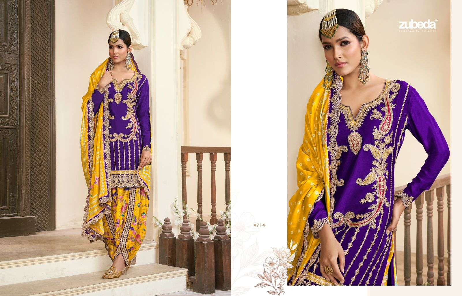 KALAMKARI ZUBEDA HEAVY EMBROIDERD FESTIVE WEAR LADIES SUIT