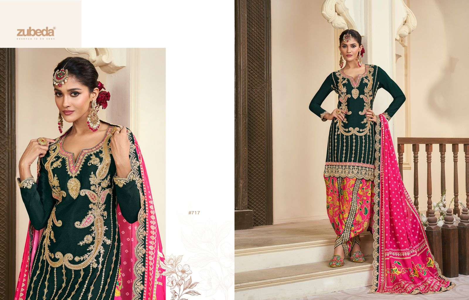 KALAMKARI ZUBEDA HEAVY EMBROIDERD FESTIVE WEAR LADIES SUIT