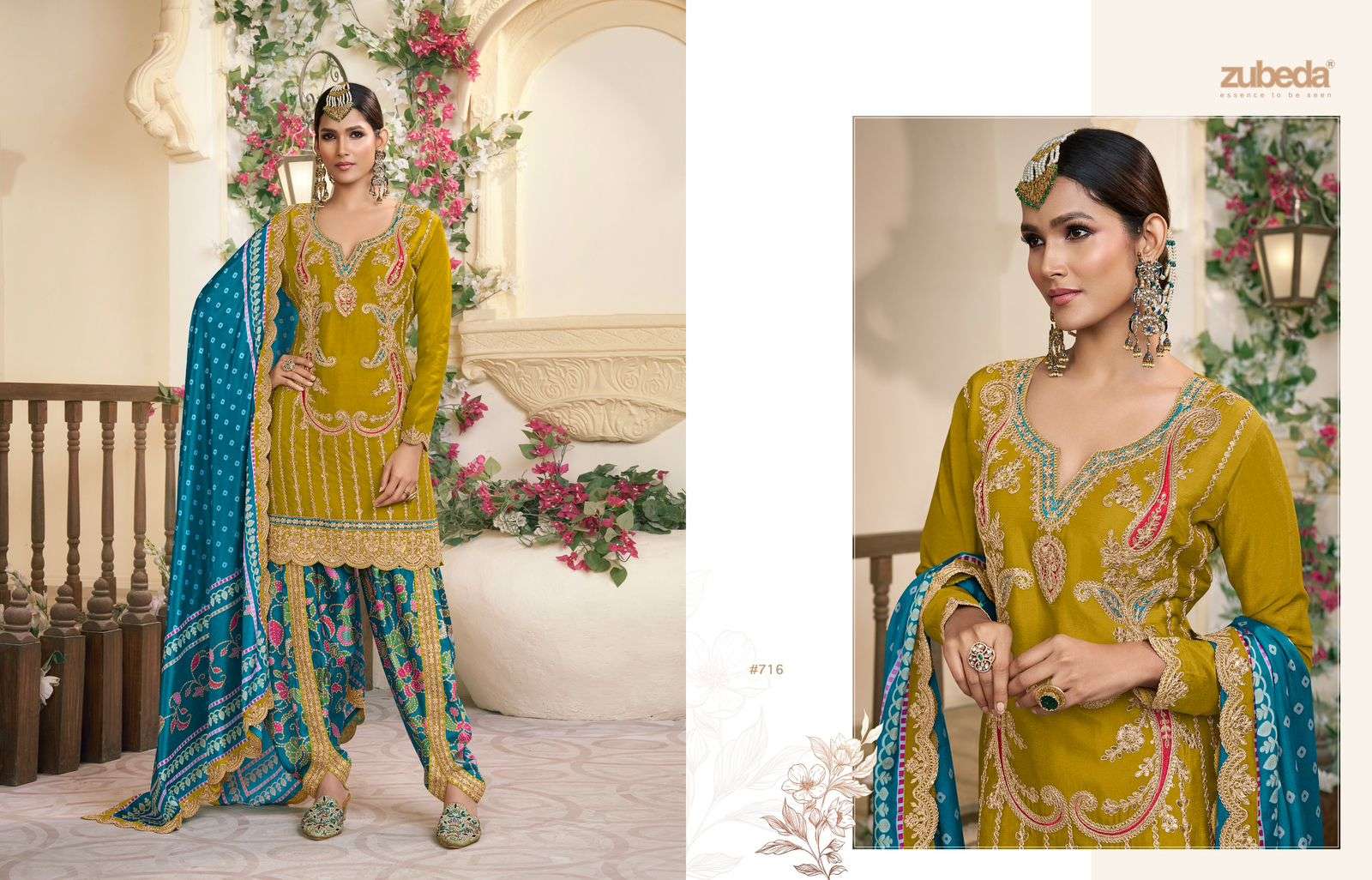 KALAMKARI ZUBEDA HEAVY EMBROIDERD FESTIVE WEAR LADIES SUIT