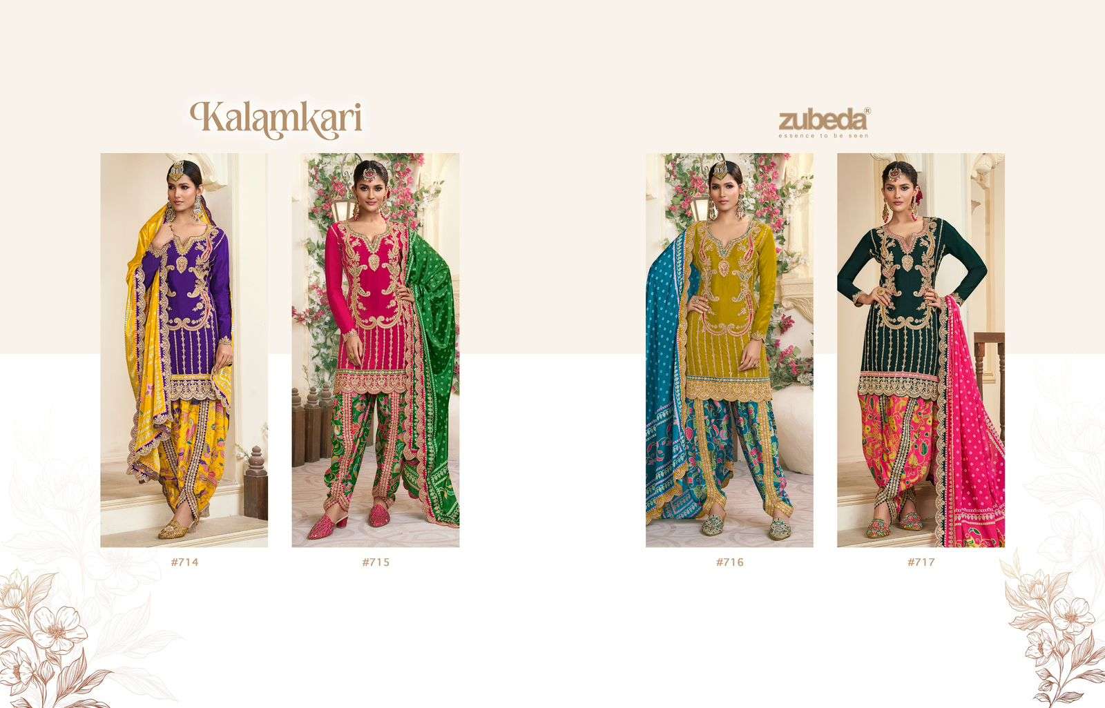 KALAMKARI ZUBEDA HEAVY EMBROIDERD FESTIVE WEAR LADIES SUIT