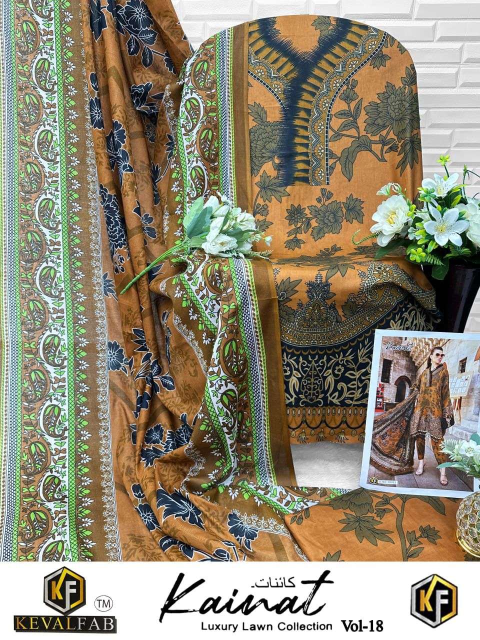 KEVAL FAB KAINAT VOL 18 LAWN COTTON DIGITAL PRINT SALWAR SUIT