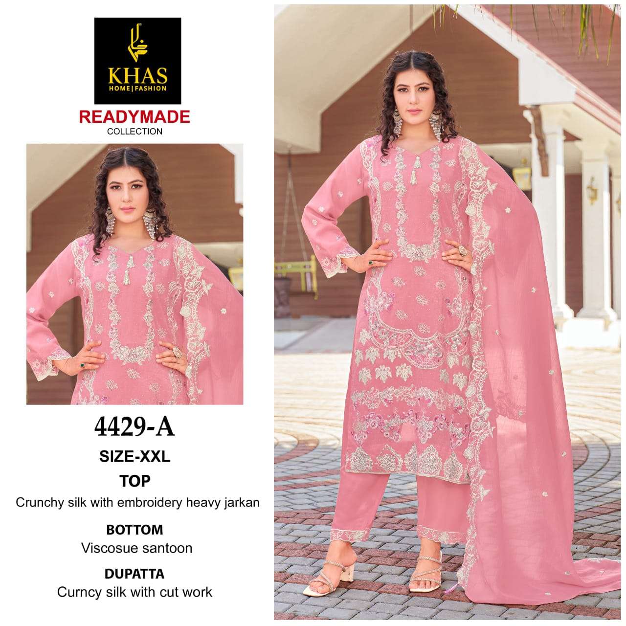 KHAS FASHION  D NO 4429 SILK HEAVY BEAUTIFUL EMBROIDERED PAKISTANI SUIT
