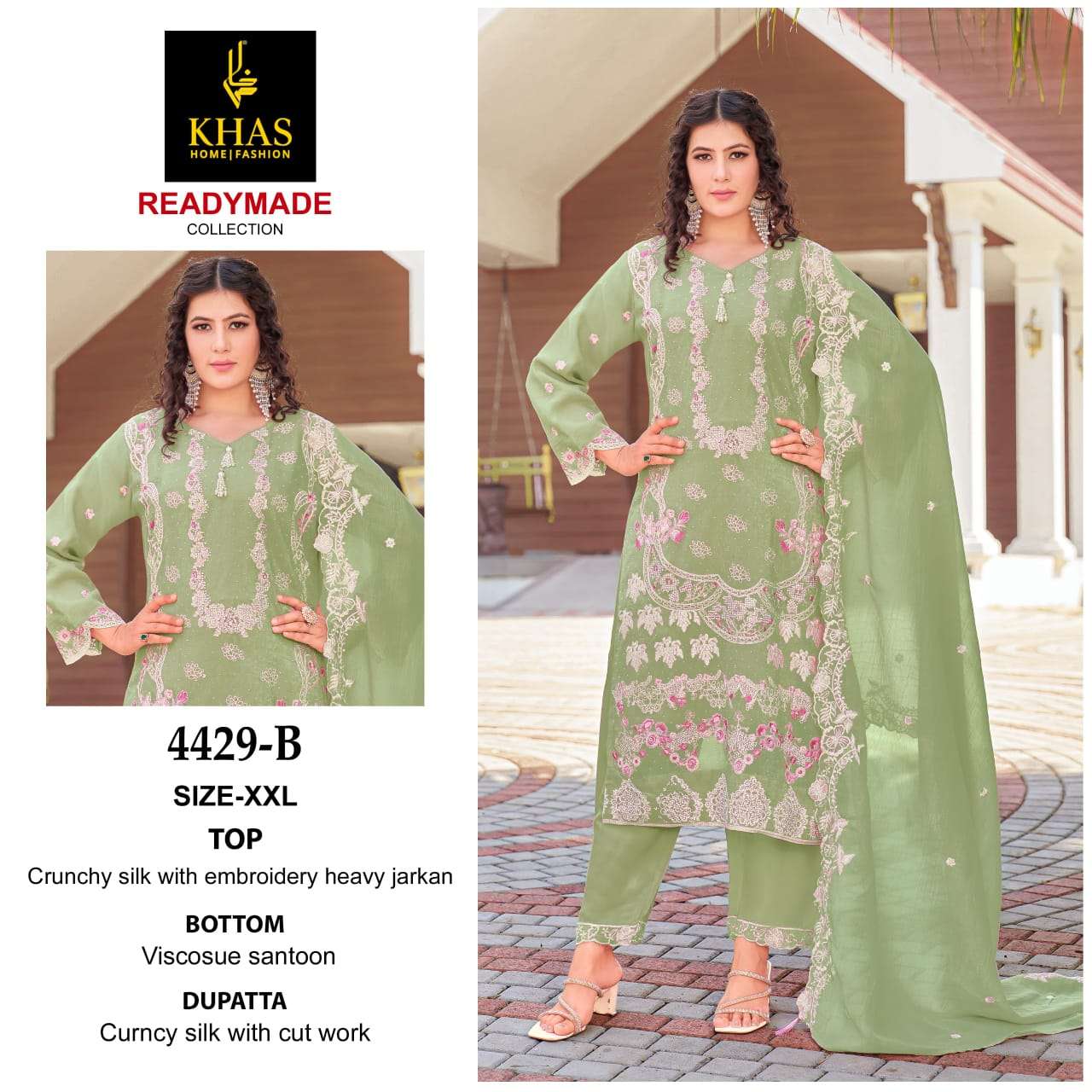 KHAS FASHION  D NO 4429 SILK HEAVY BEAUTIFUL EMBROIDERED PAKISTANI SUIT
