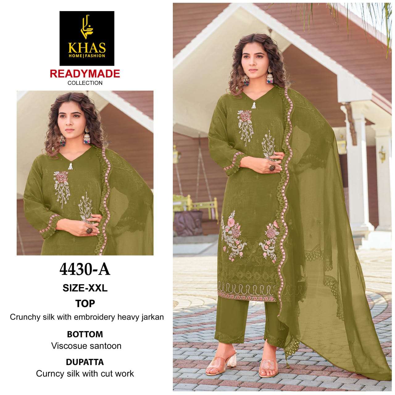 KHAS FASHION D NO 4430 SILK WITH EMBRIDERY DESIGNER SUIT