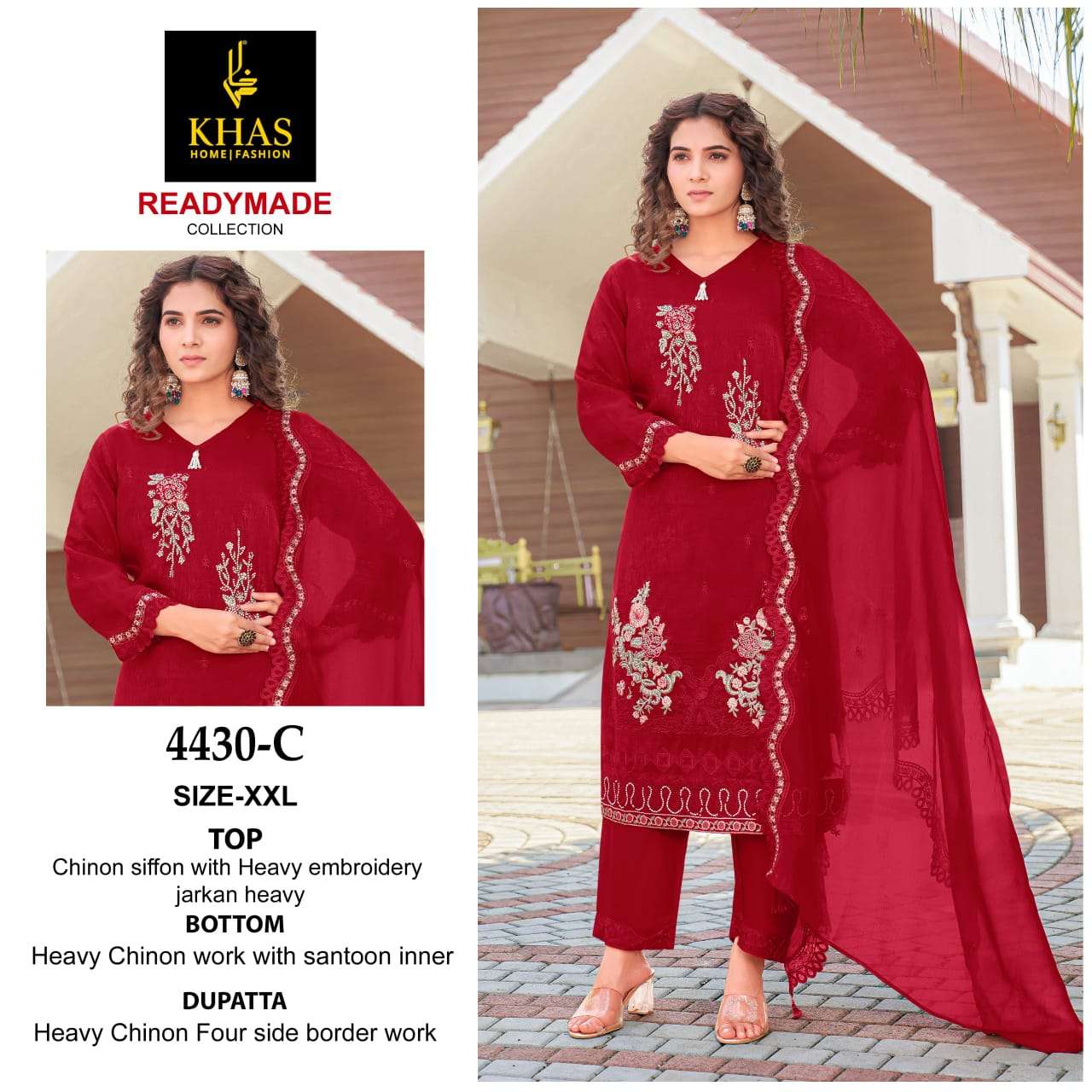 KHAS FASHION D NO 4430 SILK WITH EMBRIDERY DESIGNER SUIT