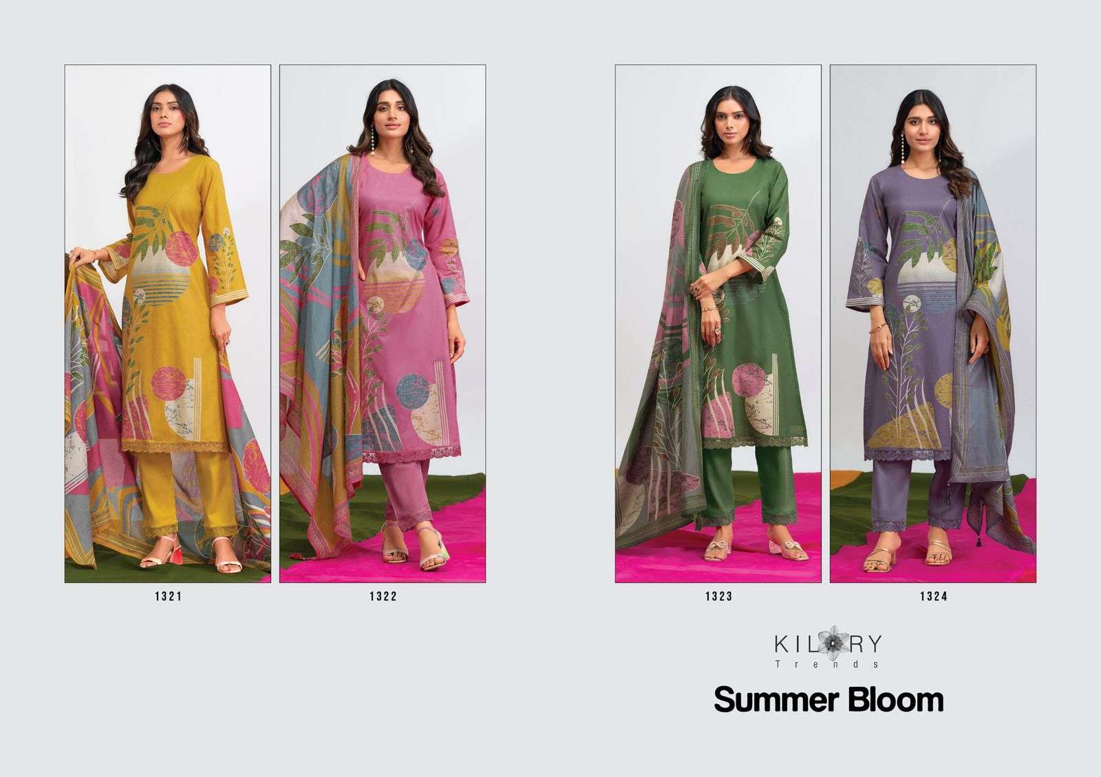 KILORY  TRENDS SUMMER BLOOM LAWN COTTON DIGITAL PRINT WITH FANCY WORK SUIT