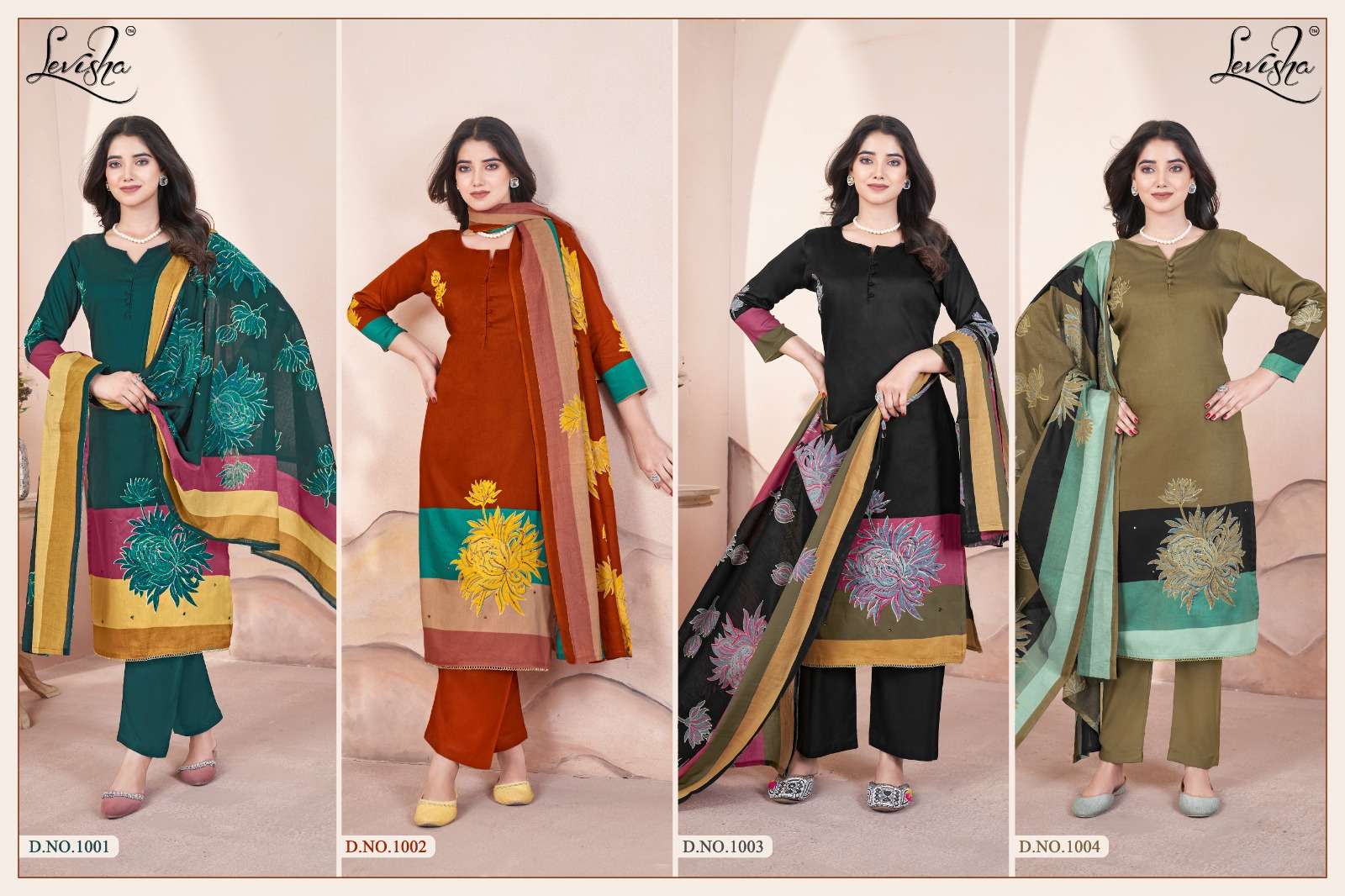 LEVISHA MAHEK JAM COTTON DIGITAL PRINT WITH FANCY WORK SUIT