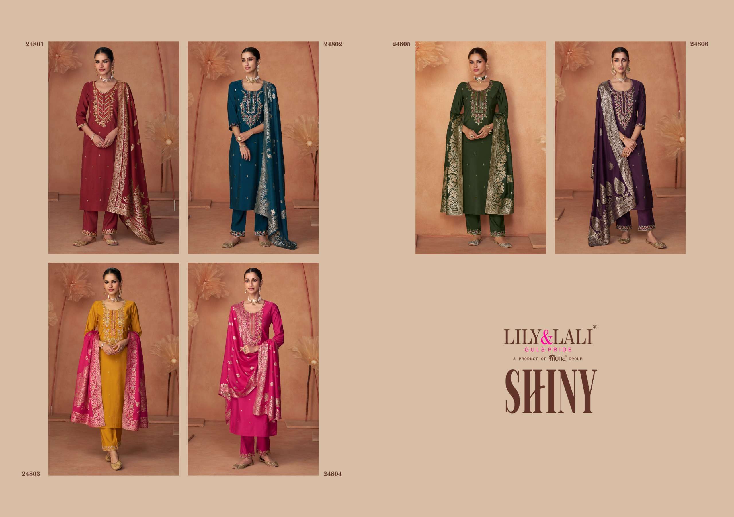 LILY AND LALI SHINY VISCOSE EMBRIDERIES KURTI COMBO SET