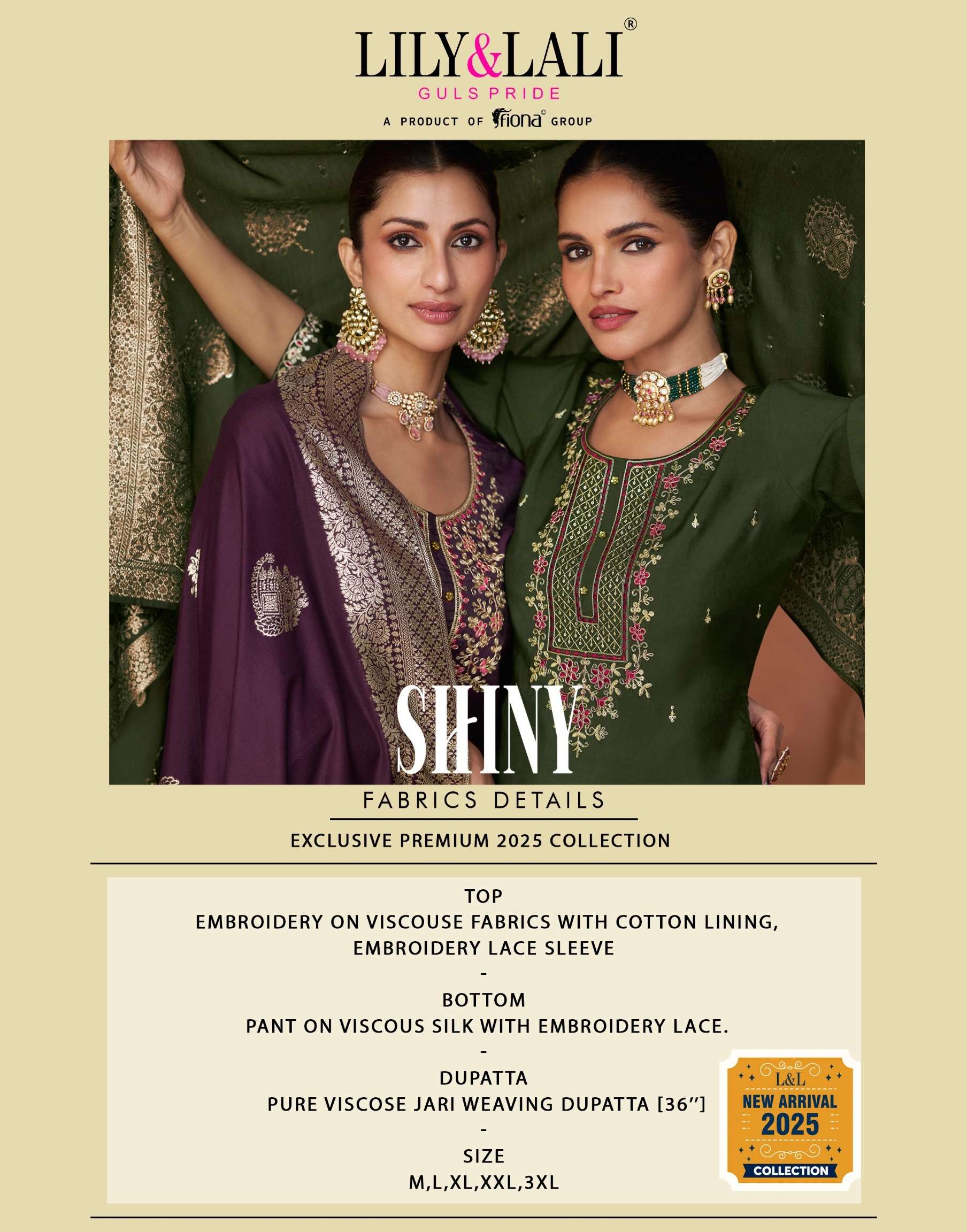 LILY AND LALI SHINY VISCOSE EMBRIDERIES KURTI COMBO SET