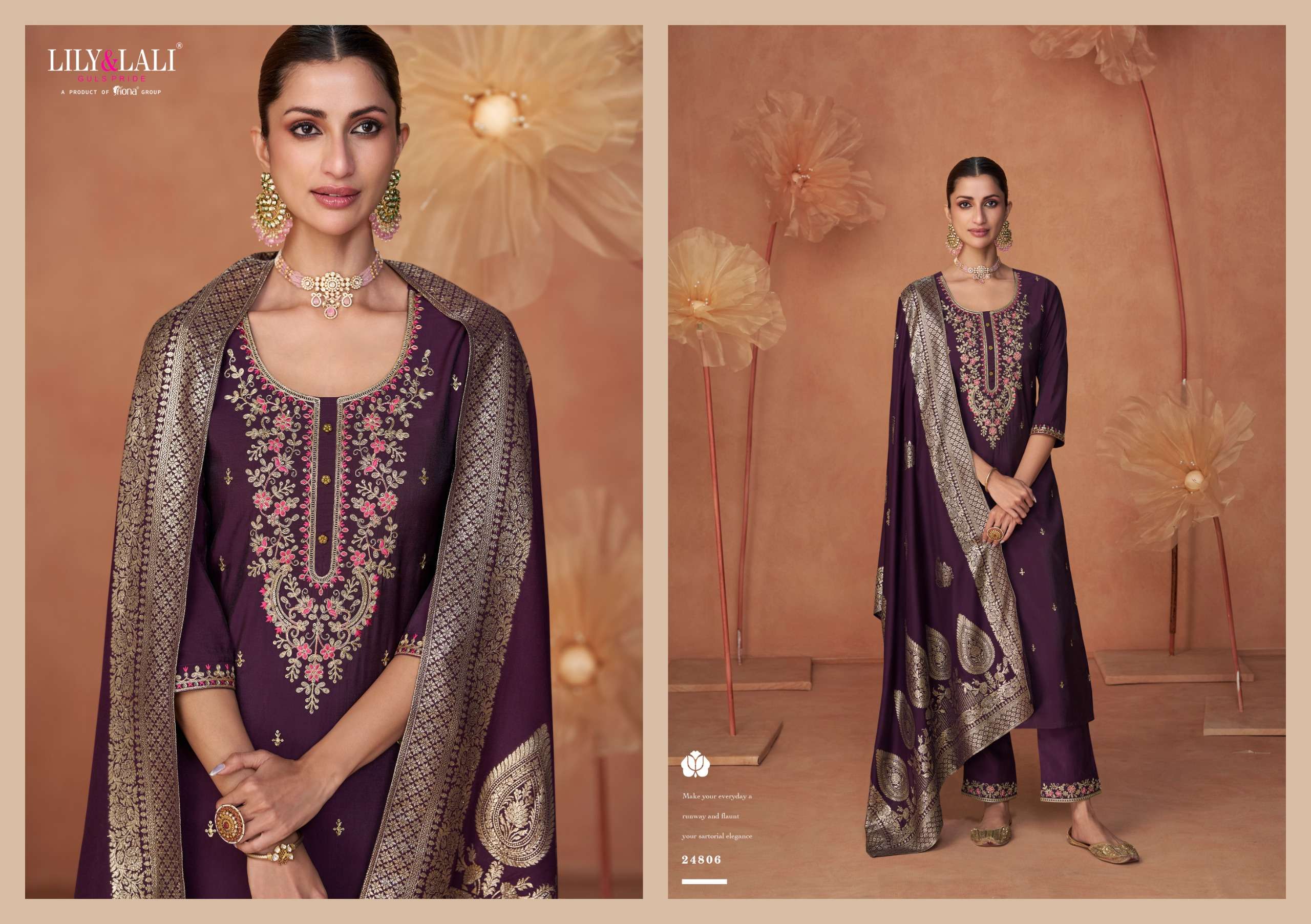 LILY AND LALI SHINY VISCOSE EMBRIDERIES KURTI COMBO SET