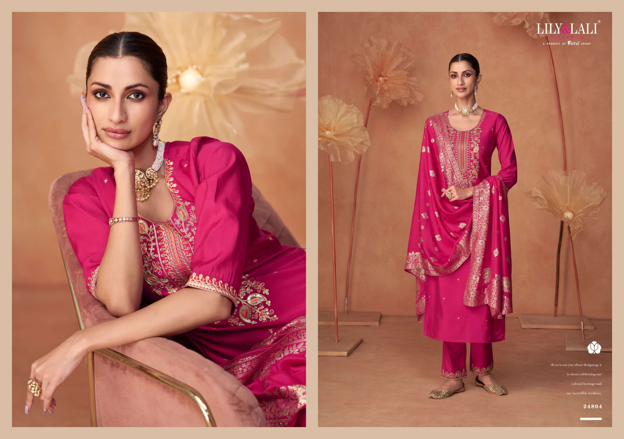 LILY AND LALI SHINY VISCOSE EMBRIDERIES KURTI COMBO SET
