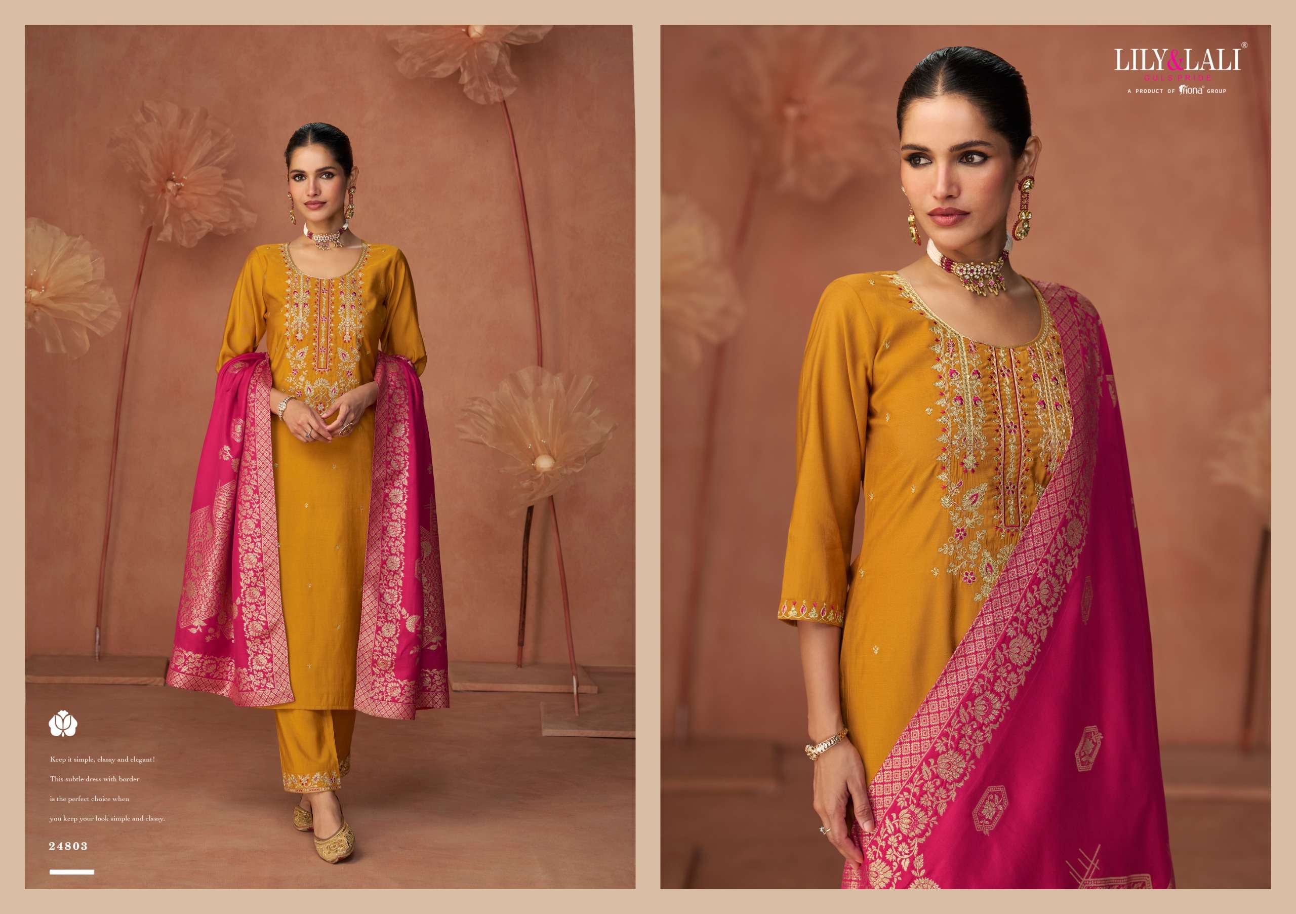 LILY AND LALI SHINY VISCOSE EMBRIDERIES KURTI COMBO SET