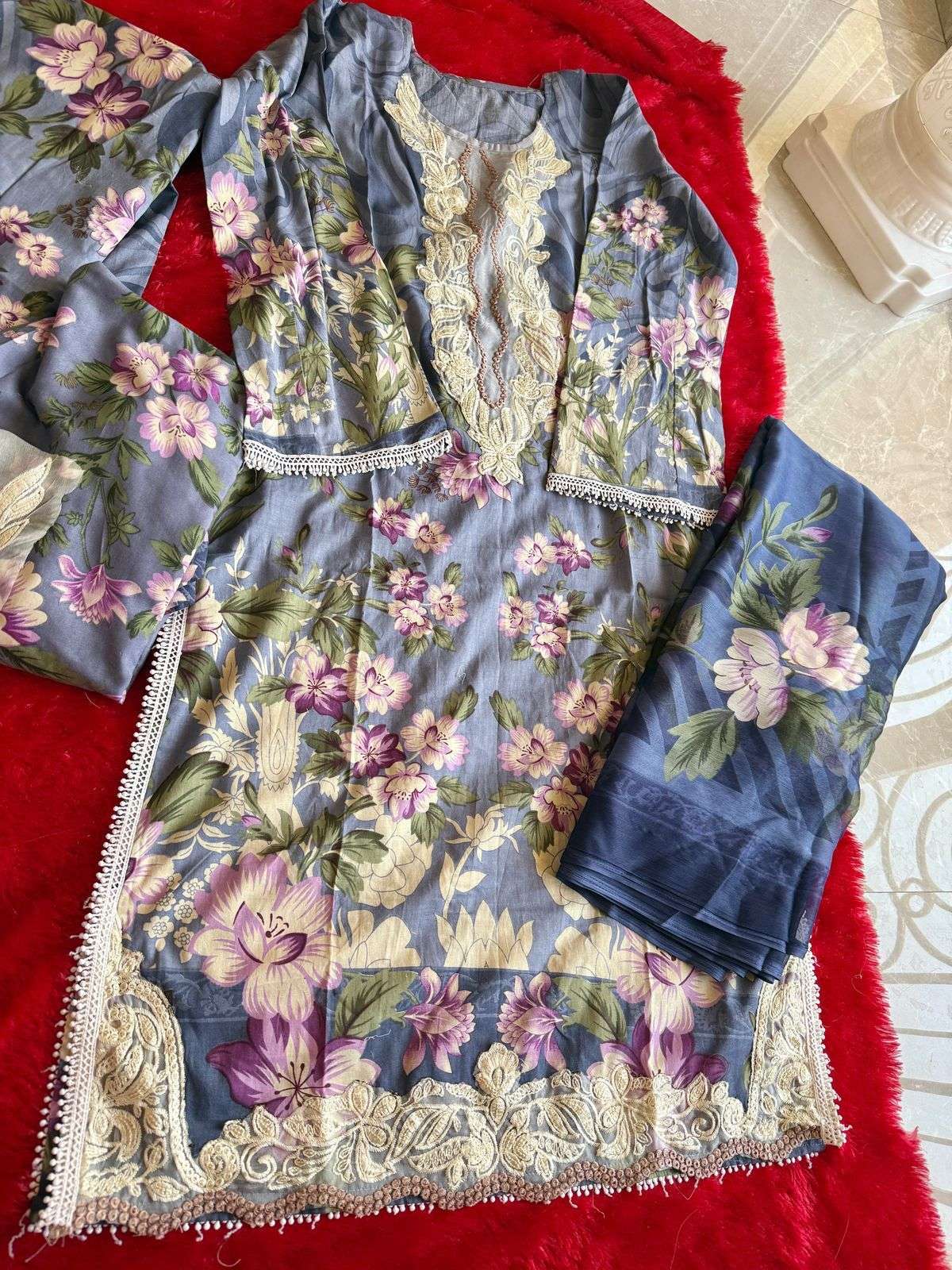 MEHBOOB TEX DESIGN NO - 1527-1529 PURE COTTON PRINT EMBROIDERED SELF PATCH WORK PAKISTANI SALWAR SUIT