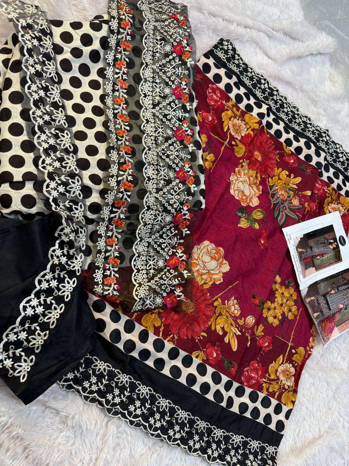 MEHBOOB TEX DESIGN NO - 1535 A PURE COTTON PRINT EMBROIDERED PATCH WORK PAKISTANI SALWAR SUIT