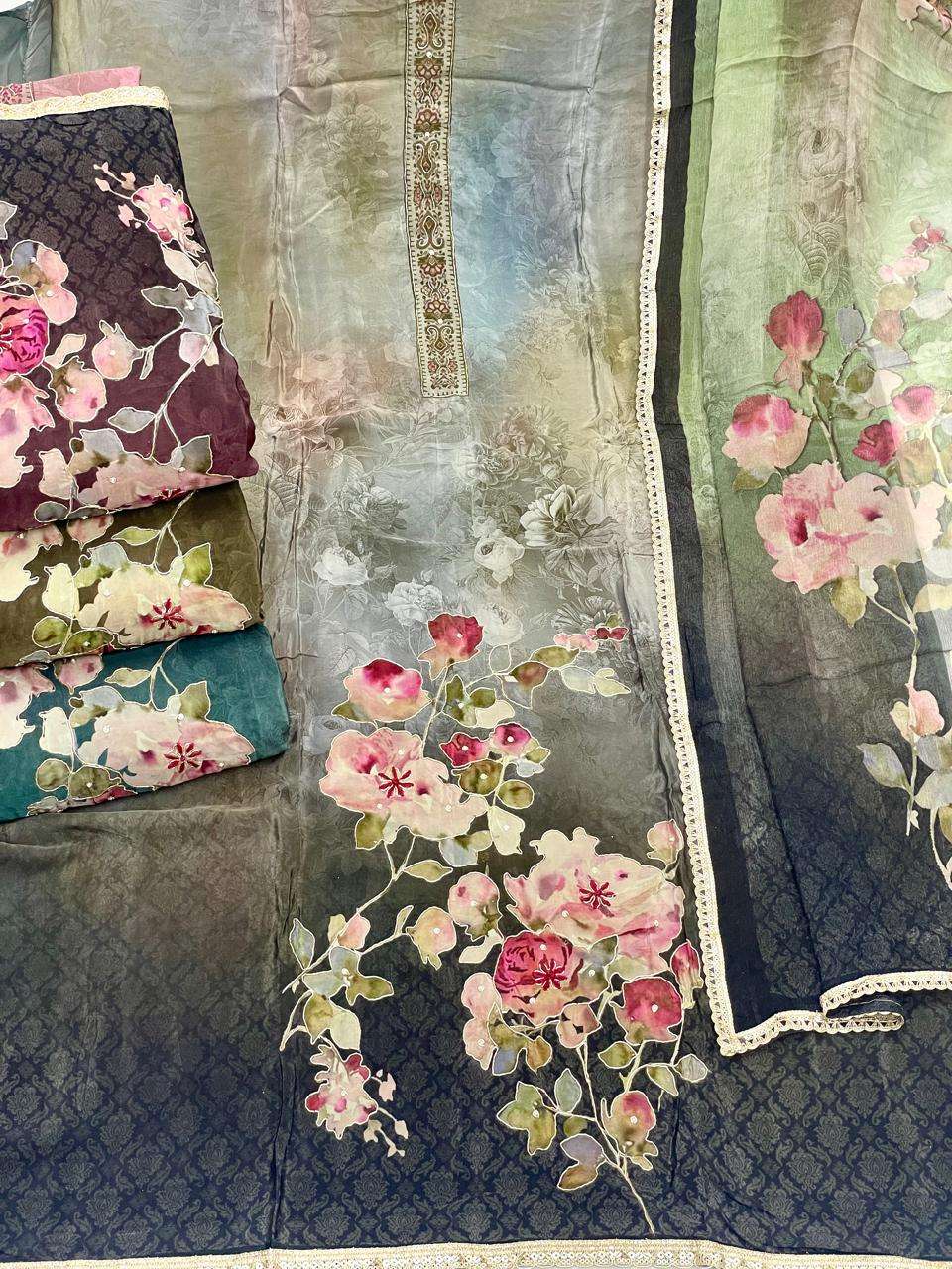 MF NATURAL FLOWER VISCOSE HAND WORK DESIGNER FANCY SUIT