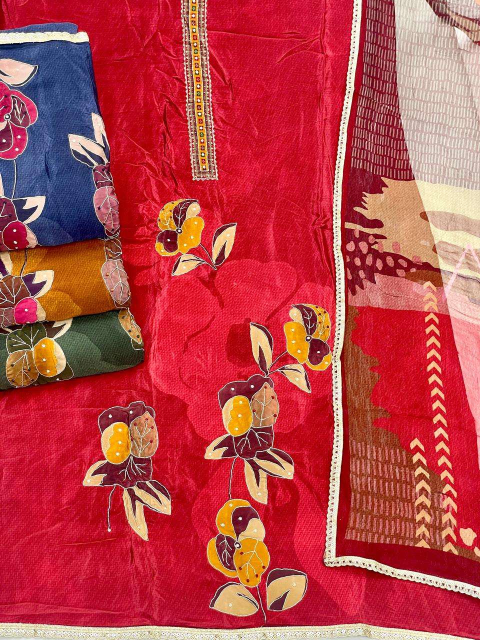 MF NATURAL FLOWER VISCOSE HAND WORK DESIGNER FANCY SUIT