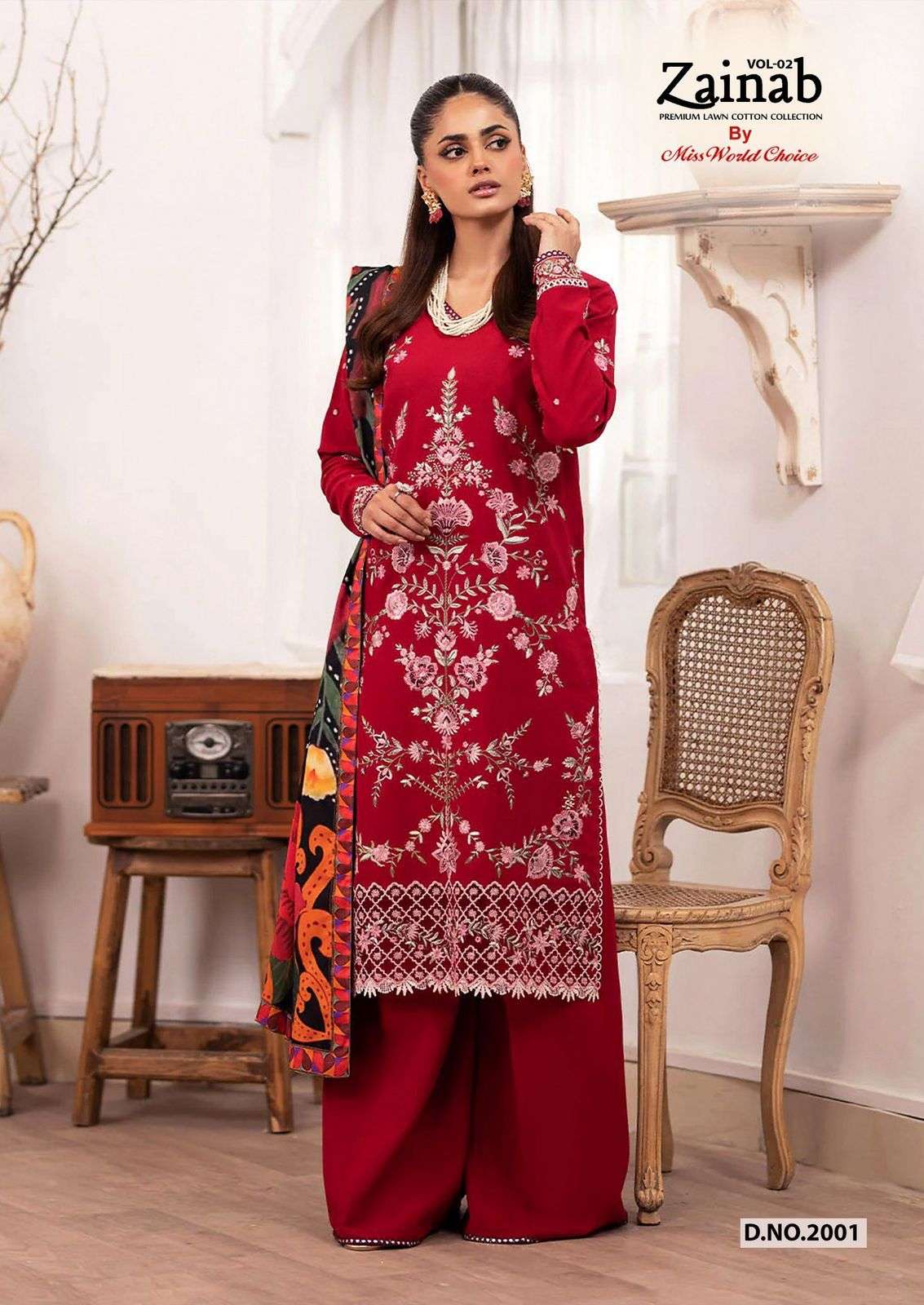 MISSWORLD CHOICE ZAINAB VOL 2 LAWN COTTON DIGITAL PRINTS SUIT