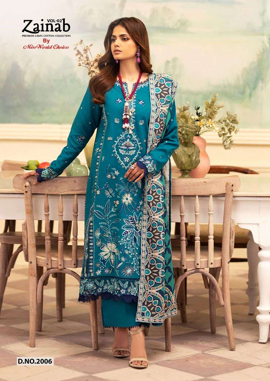 MISSWORLD CHOICE ZAINAB VOL 2 LAWN COTTON DIGITAL PRINTS SUIT