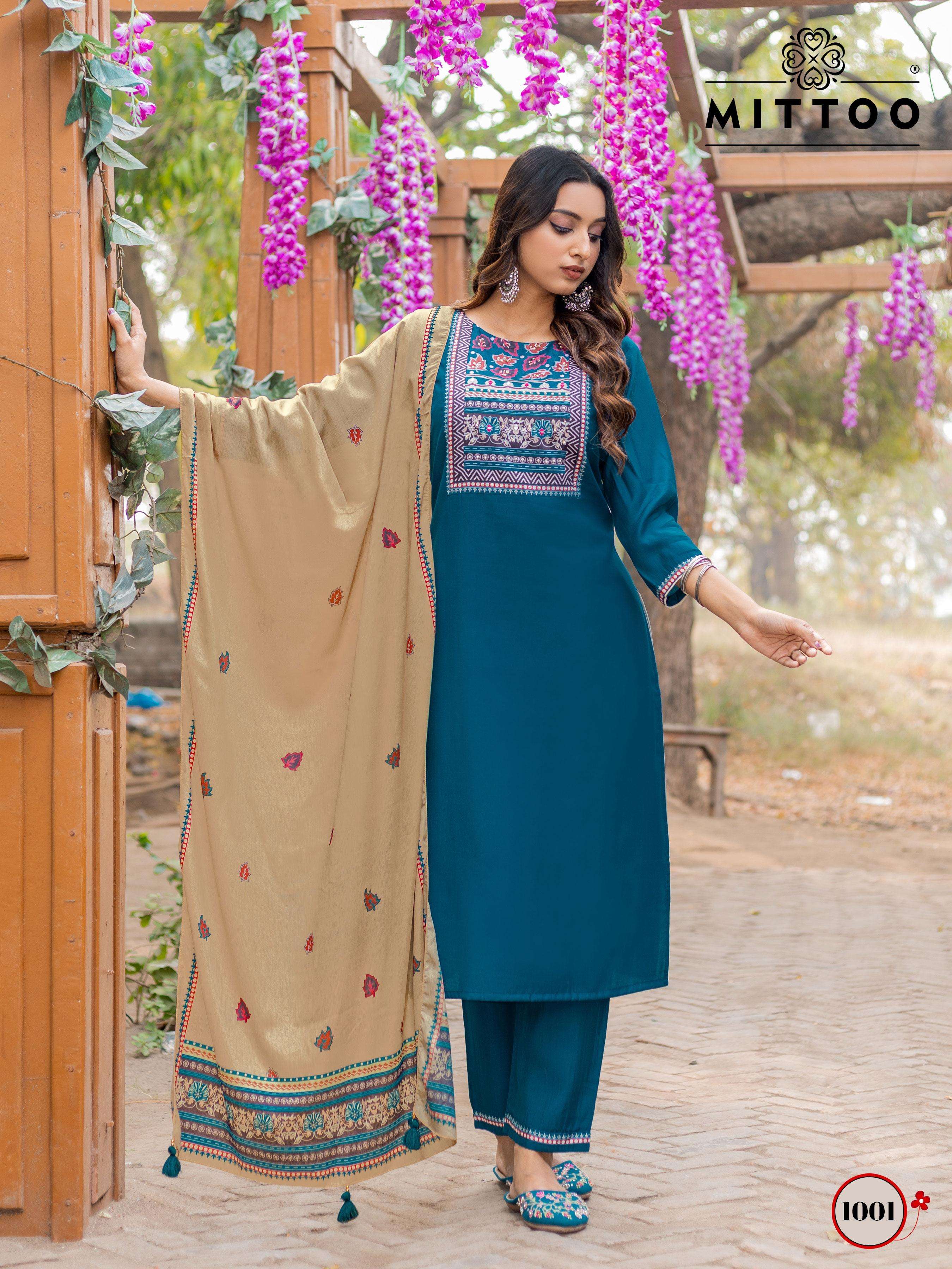 MITTOO AMAYA MODAL FABRICS FANCY KURTI BOTTOM AND DUPATTA SET