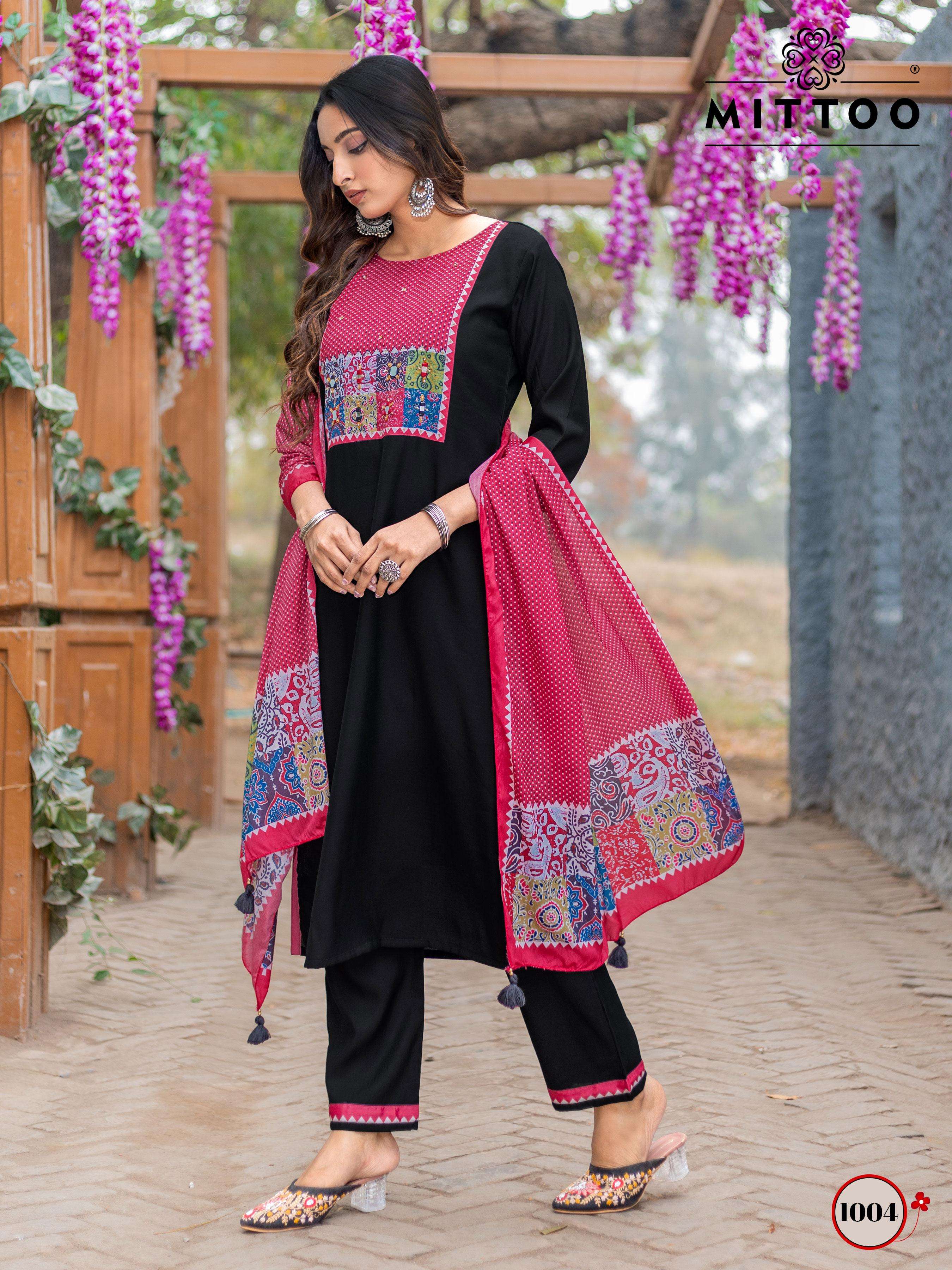 MITTOO AMAYA MODAL FABRICS FANCY KURTI BOTTOM AND DUPATTA SET