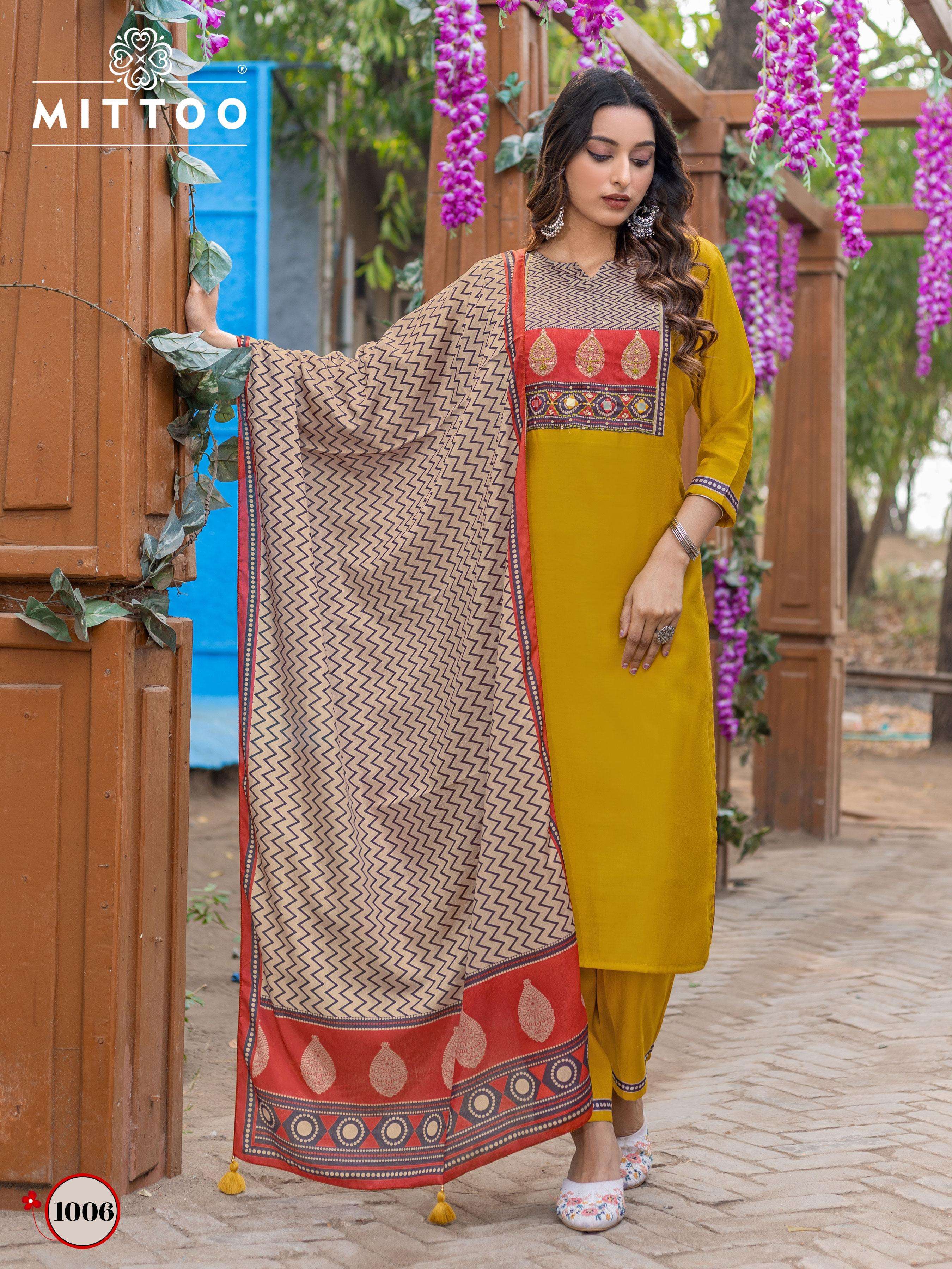 MITTOO AMAYA MODAL FABRICS FANCY KURTI BOTTOM AND DUPATTA SET