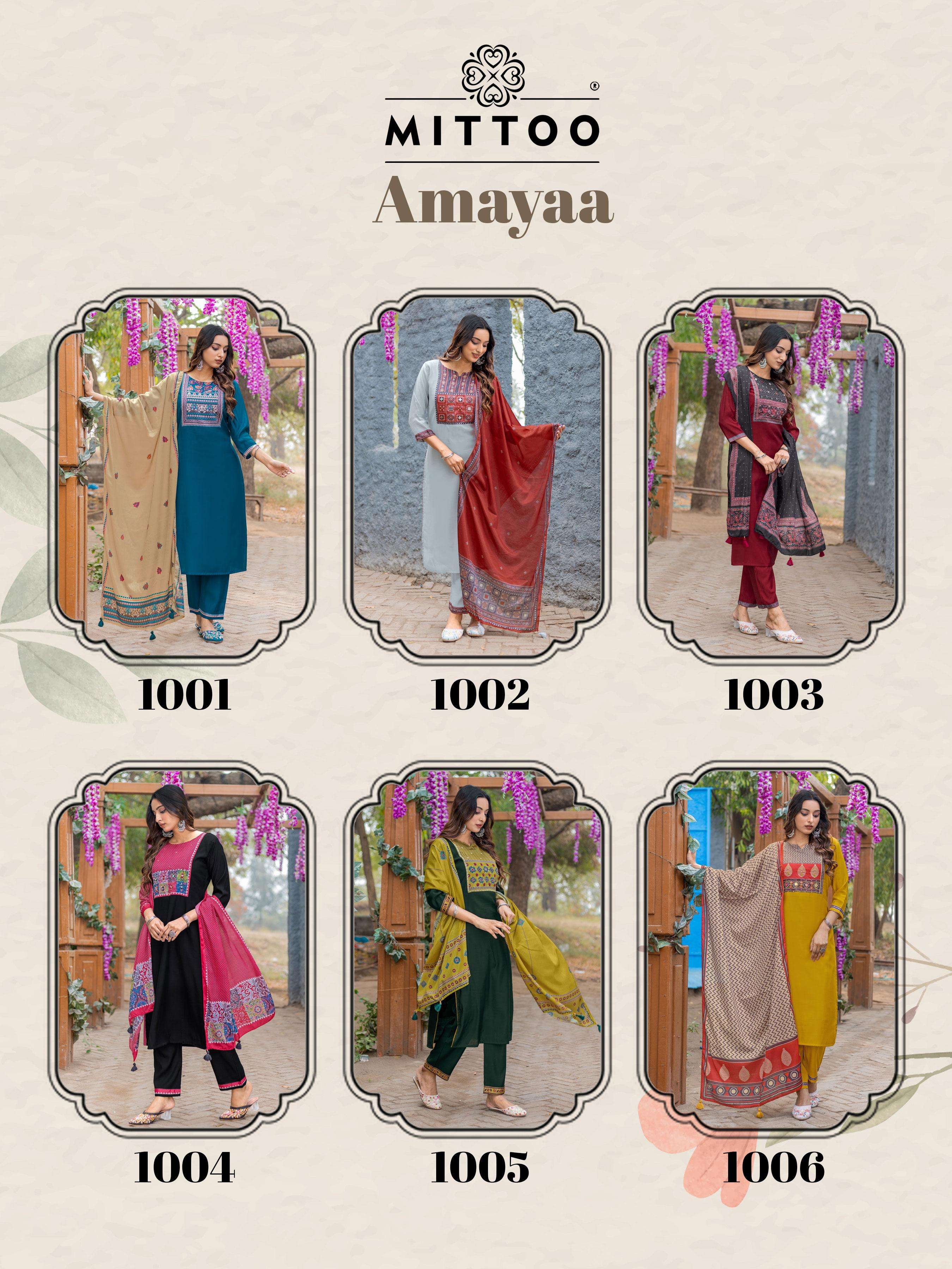 MITTOO AMAYA MODAL FABRICS FANCY KURTI BOTTOM AND DUPATTA SET