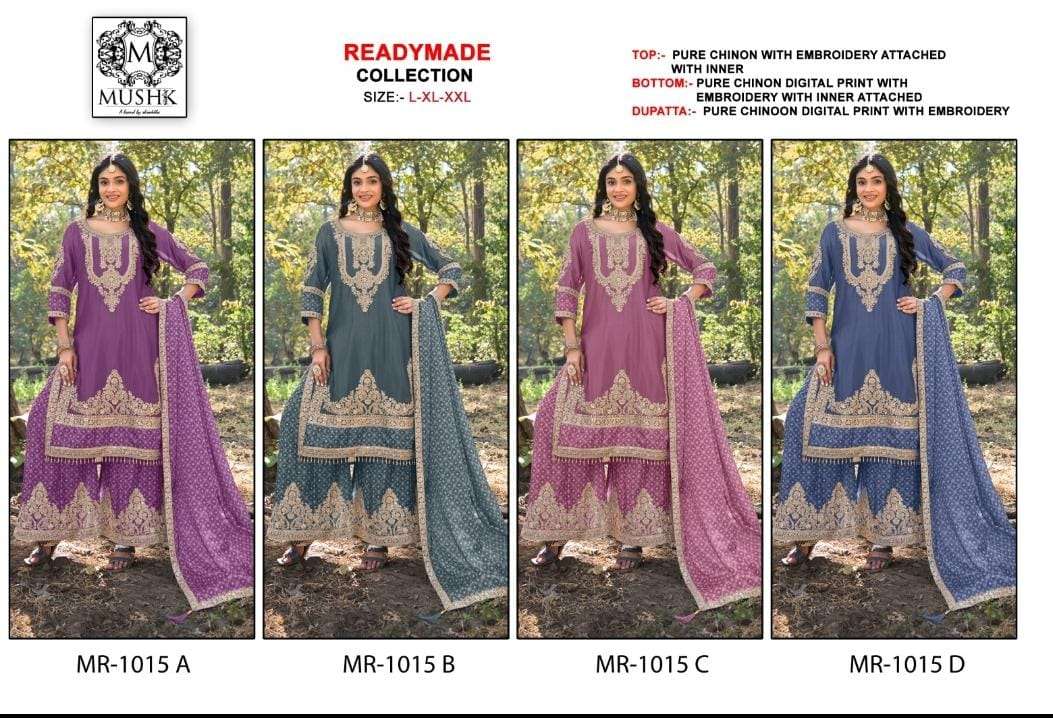 MUSHK MR 1015 HEAVY EMBROIDERY DESIGNER WEDDING WEAR SUIT