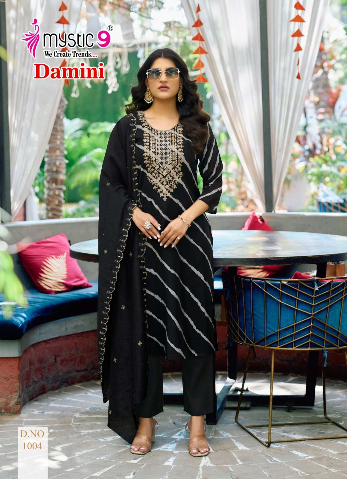 MYSTIC 9 DAMINI VOL 1 SILK FANCY WORK LADIES KURTI COMBO SET