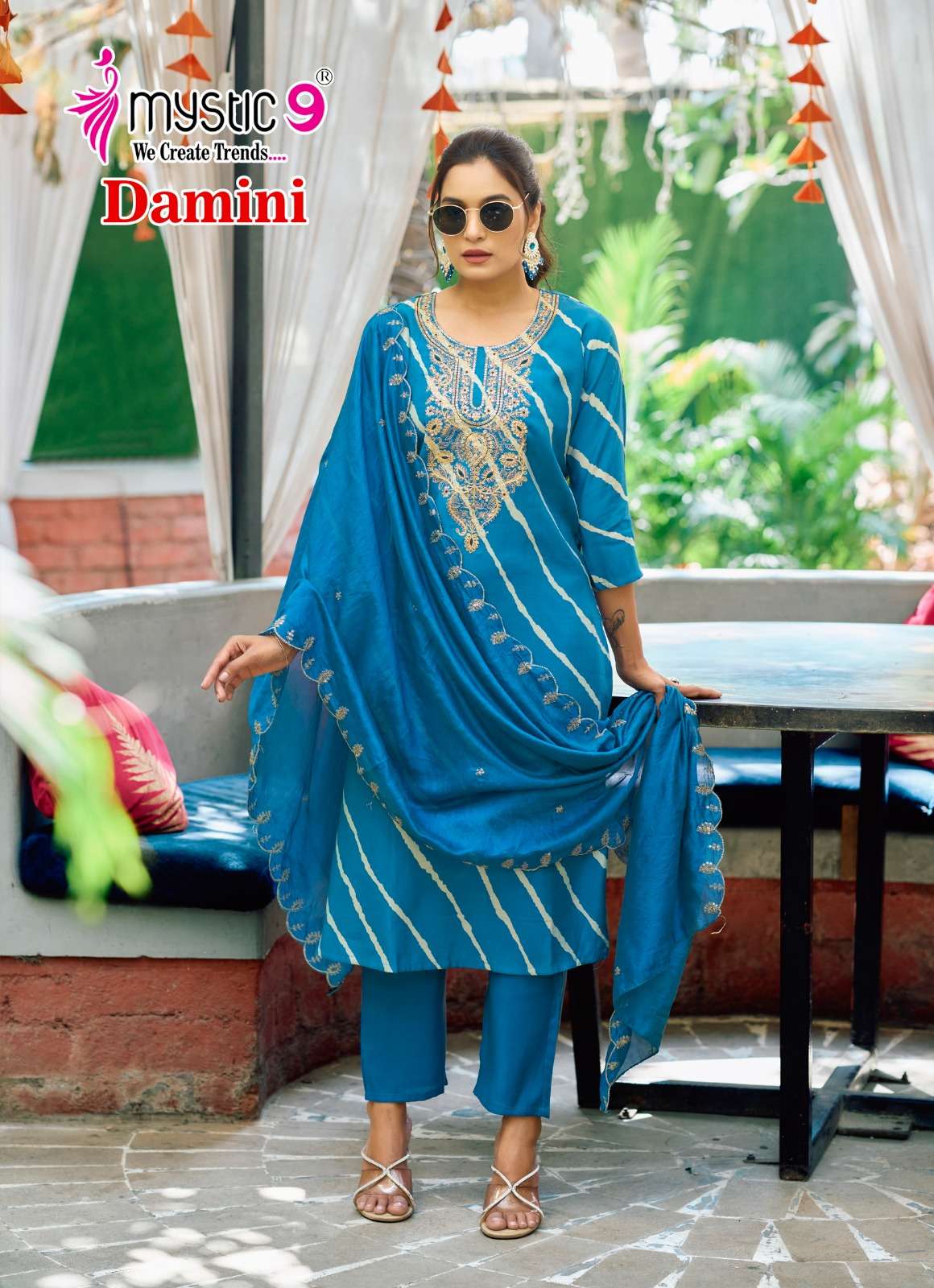 MYSTIC 9 DAMINI VOL 1 SILK FANCY WORK LADIES KURTI COMBO SET
