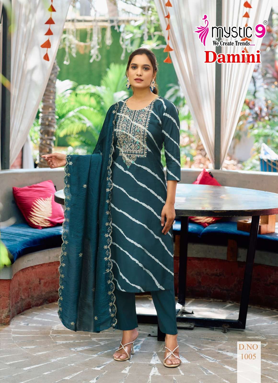 MYSTIC 9 DAMINI VOL 1 SILK FANCY WORK LADIES KURTI COMBO SET