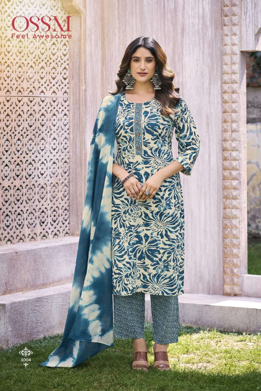 OSSM CELEBRITY RAYON PRINT FANCY LADIES KURT PANT AND DUPATTA SET