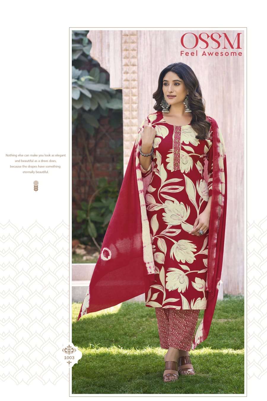 OSSM CELEBRITY RAYON PRINT FANCY LADIES KURT PANT AND DUPATTA SET