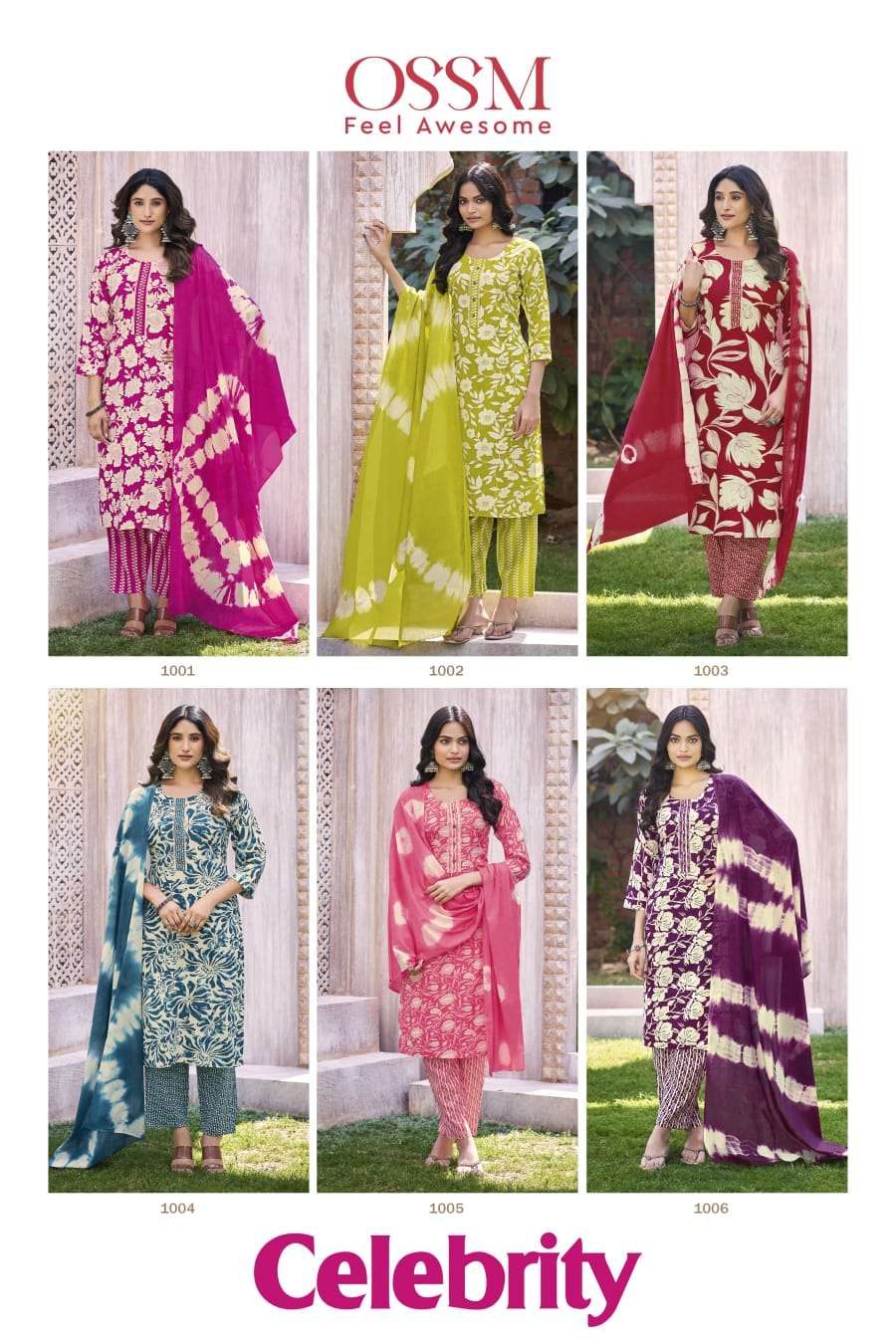 OSSM CELEBRITY RAYON PRINT FANCY LADIES KURT PANT AND DUPATTA SET