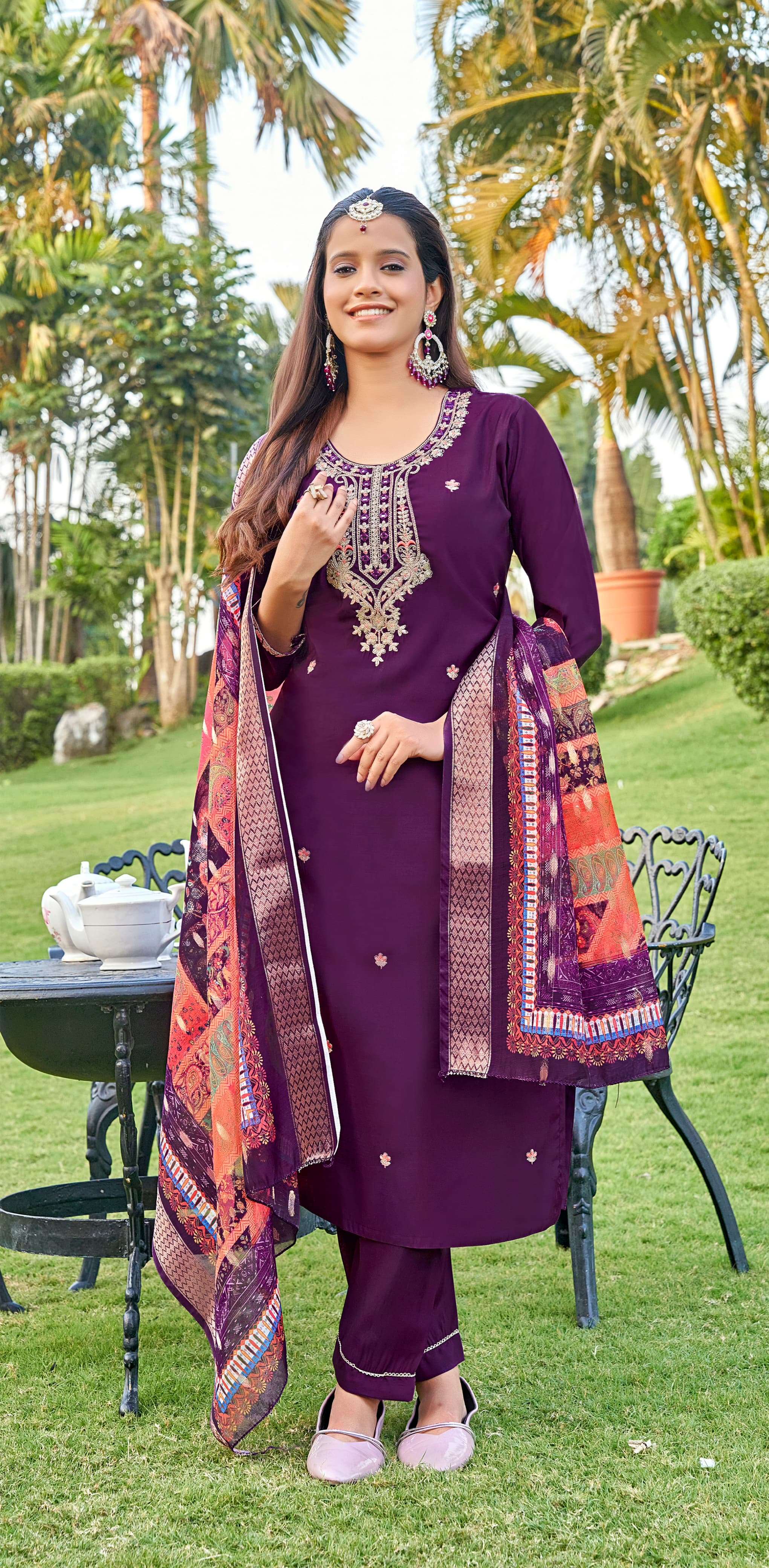 OSSM RANGAT VOL 2 VISCOSE SILK FANCY WORKS KURTI COMBO SET 